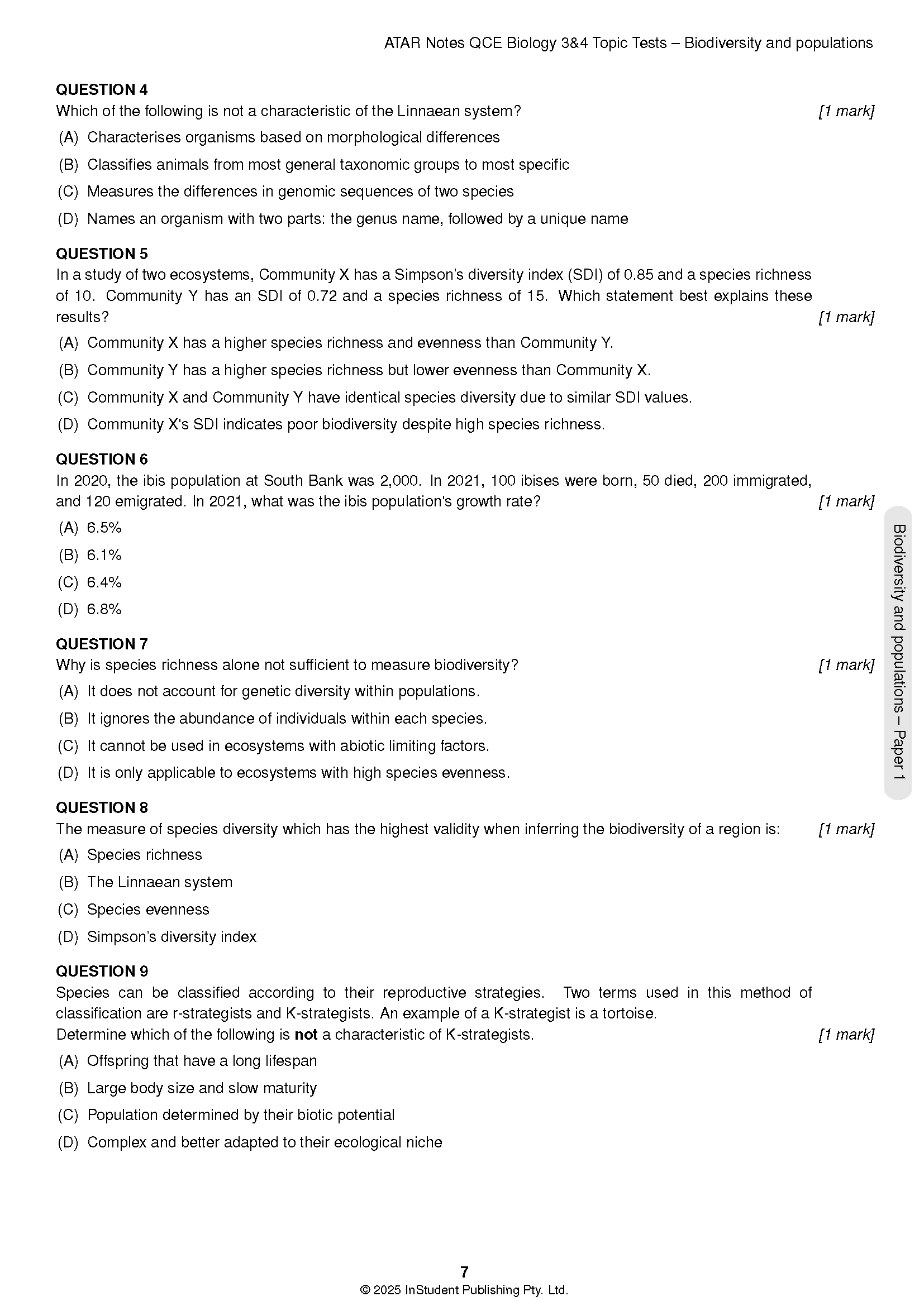 ATAR Notes QCE Biology 3&4 Topic Tests (2026-2028) - Image 6