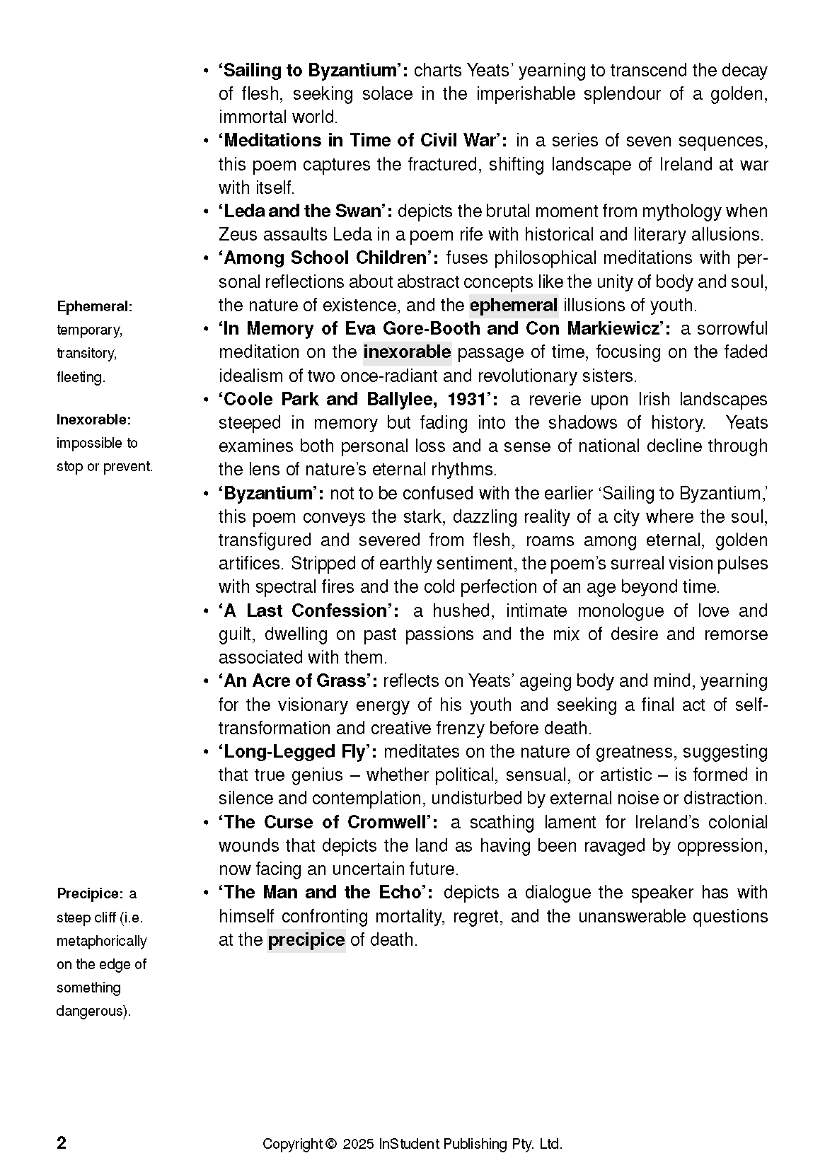 ATAR Notes Text Guide: Selected Poems by W.B. Yeats - Image 6