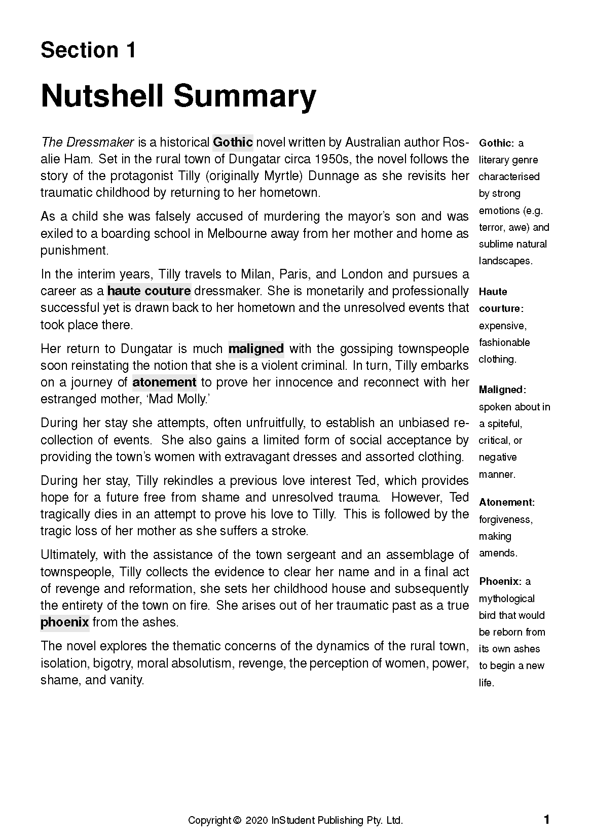 ATAR Notes Text Guide: The Dressmaker by Rosalie Ham - Image 6
