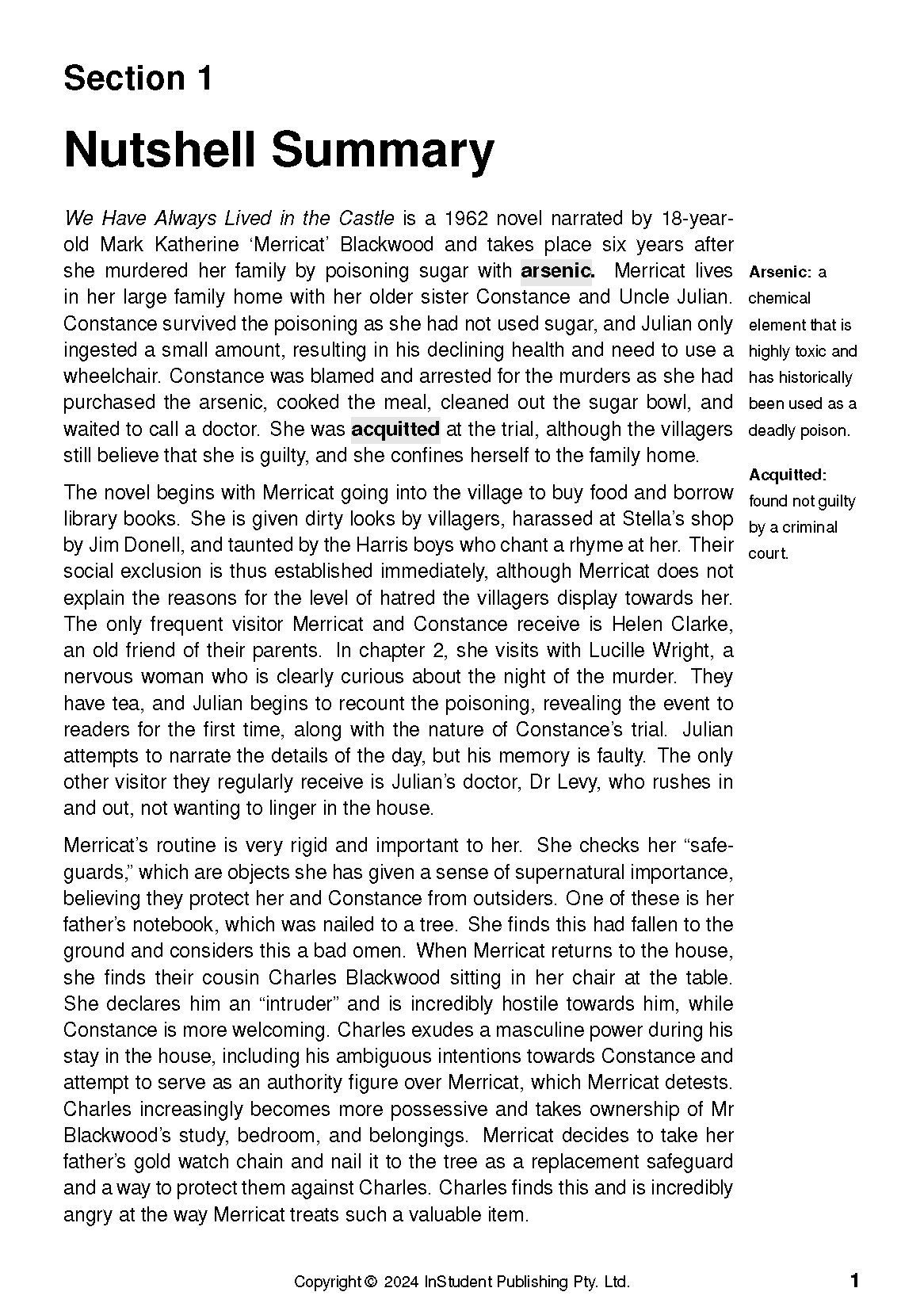 ATAR Notes Text Guide: We Have Always Lived in the Castle by Shirley Jackson - Image 5