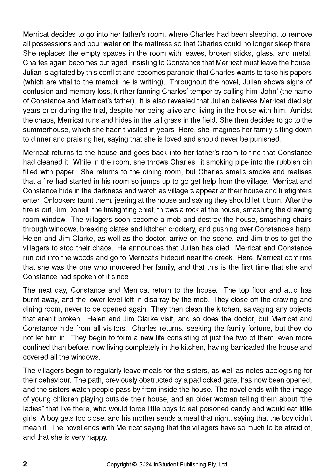 ATAR Notes Text Guide: We Have Always Lived in the Castle by Shirley Jackson - Image 6