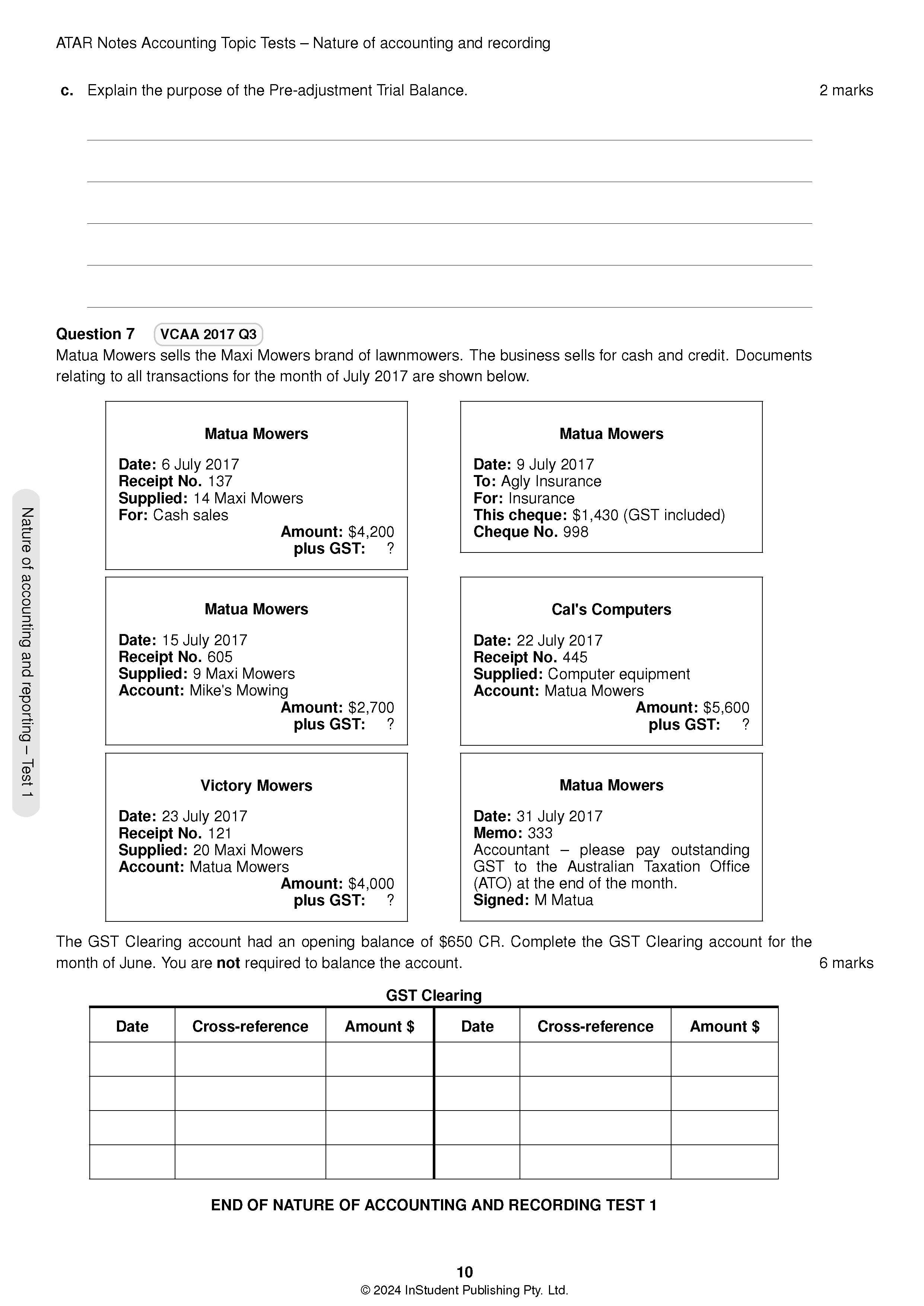 ATAR Notes VCE Accounting 3&4 Topic Tests (2025-2027) - Image 7