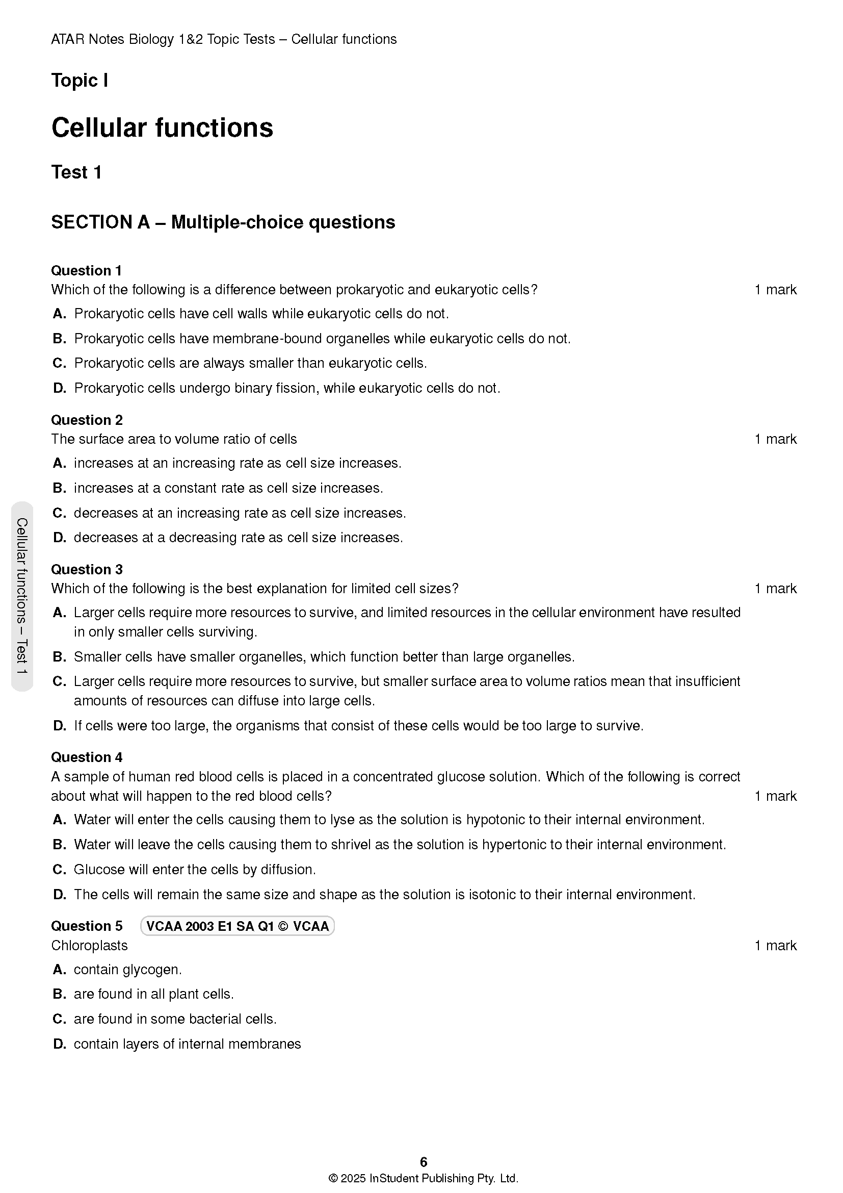 ATAR Notes VCE Biology 1&2 Topic Tests (2025-2026) - Image 5