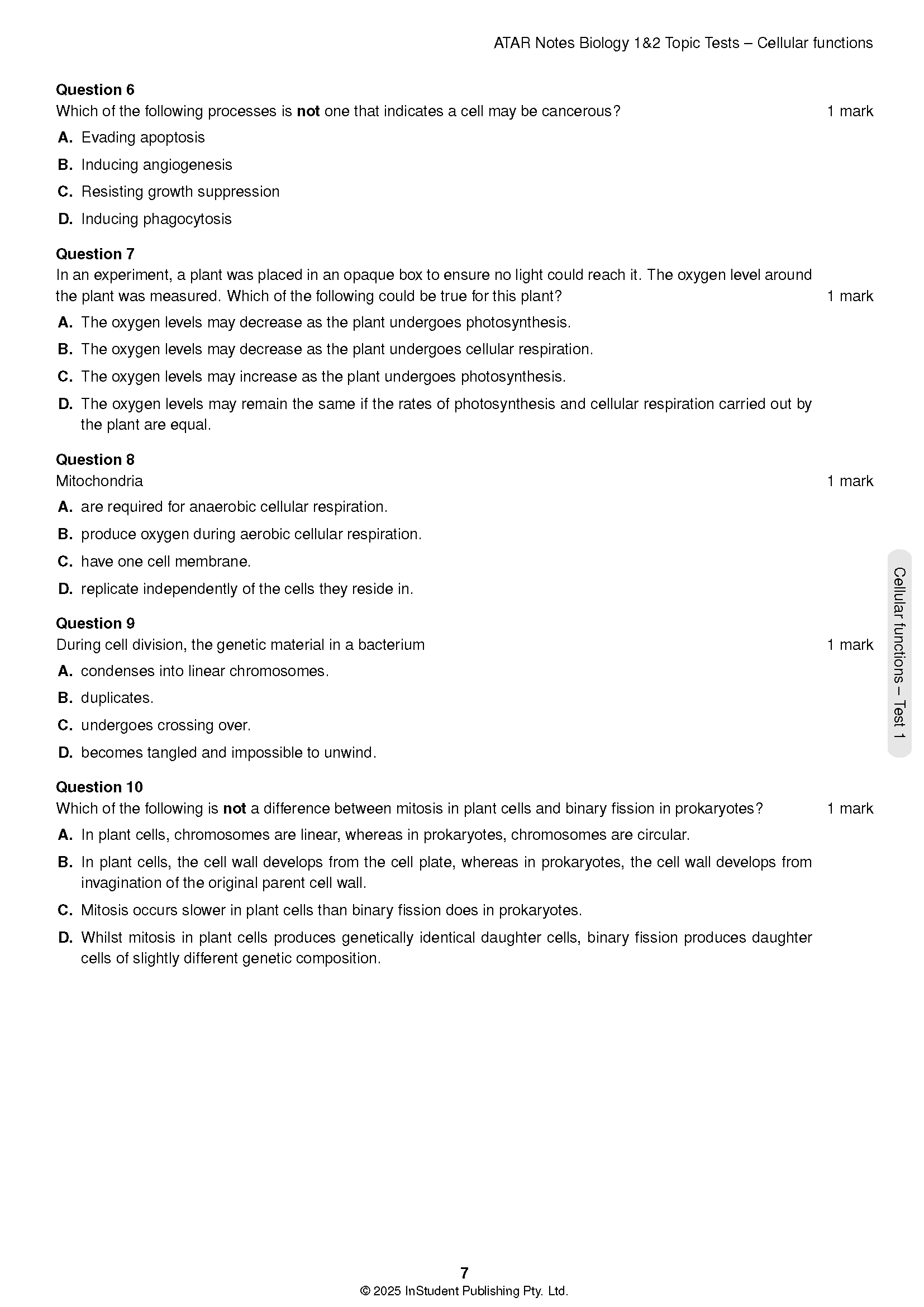 ATAR Notes VCE Biology 1&2 Topic Tests (2025-2026) - Image 6