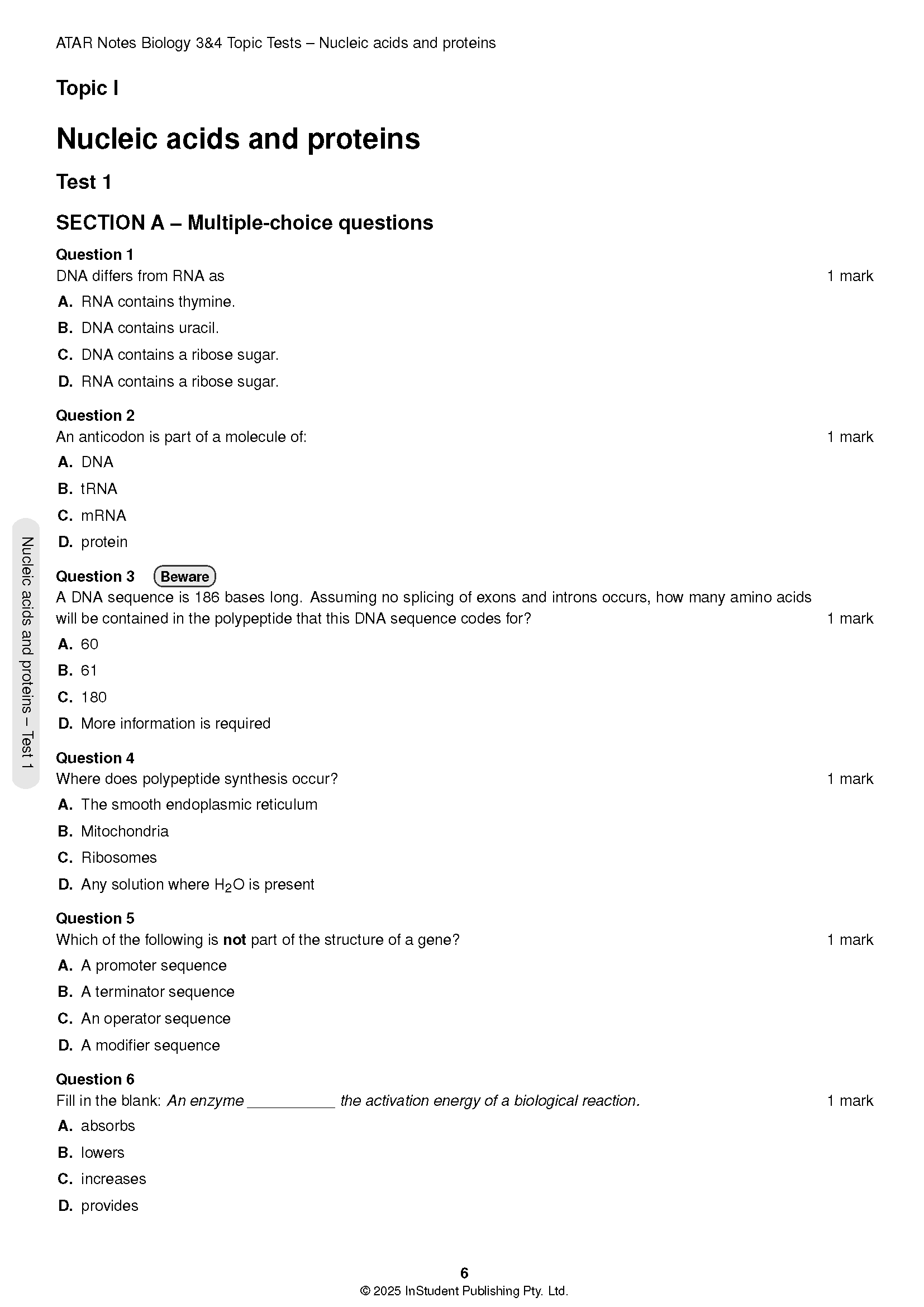 ATAR Notes VCE Biology 3&4 Topic Tests (2025-2026) - Image 5