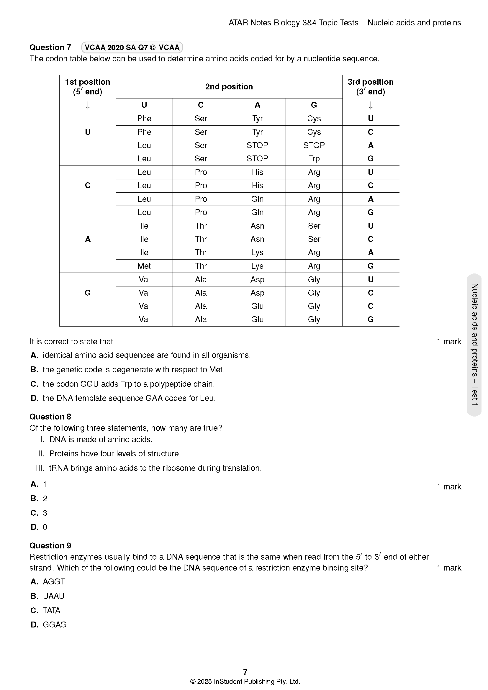 ATAR Notes VCE Biology 3&4 Topic Tests (2025-2026) - Image 6