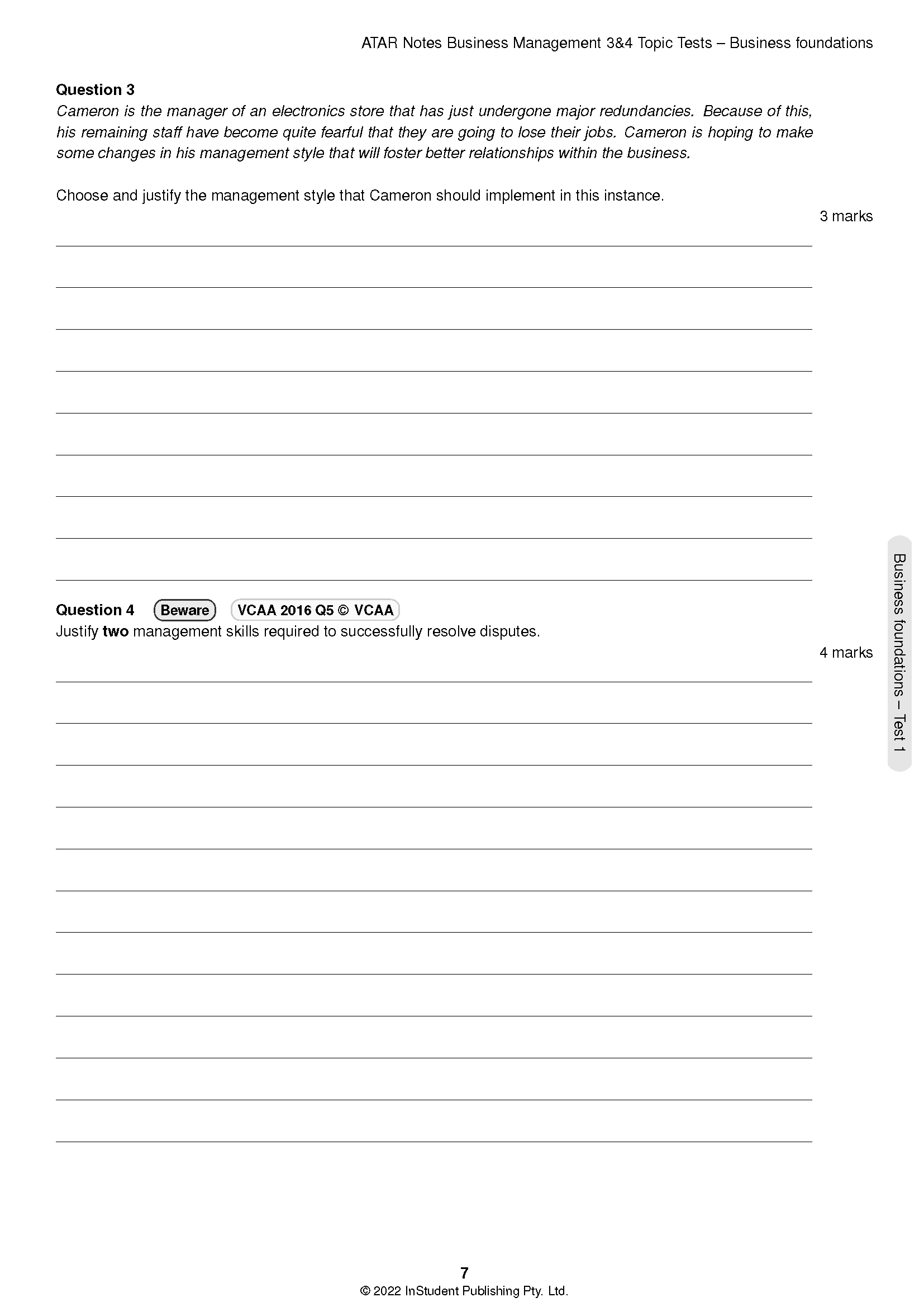 ATAR Notes VCE Business Management 3&4 Topic Tests (2024-2026) - Image 4