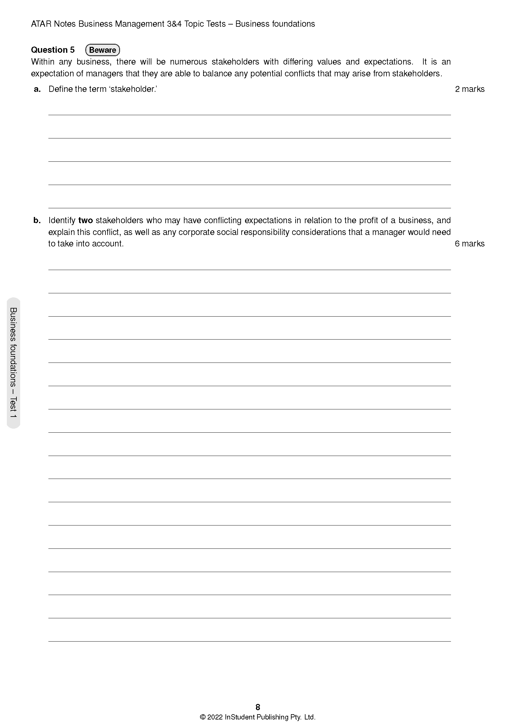ATAR Notes VCE Business Management 3&4 Topic Tests (2024-2026) - Image 5