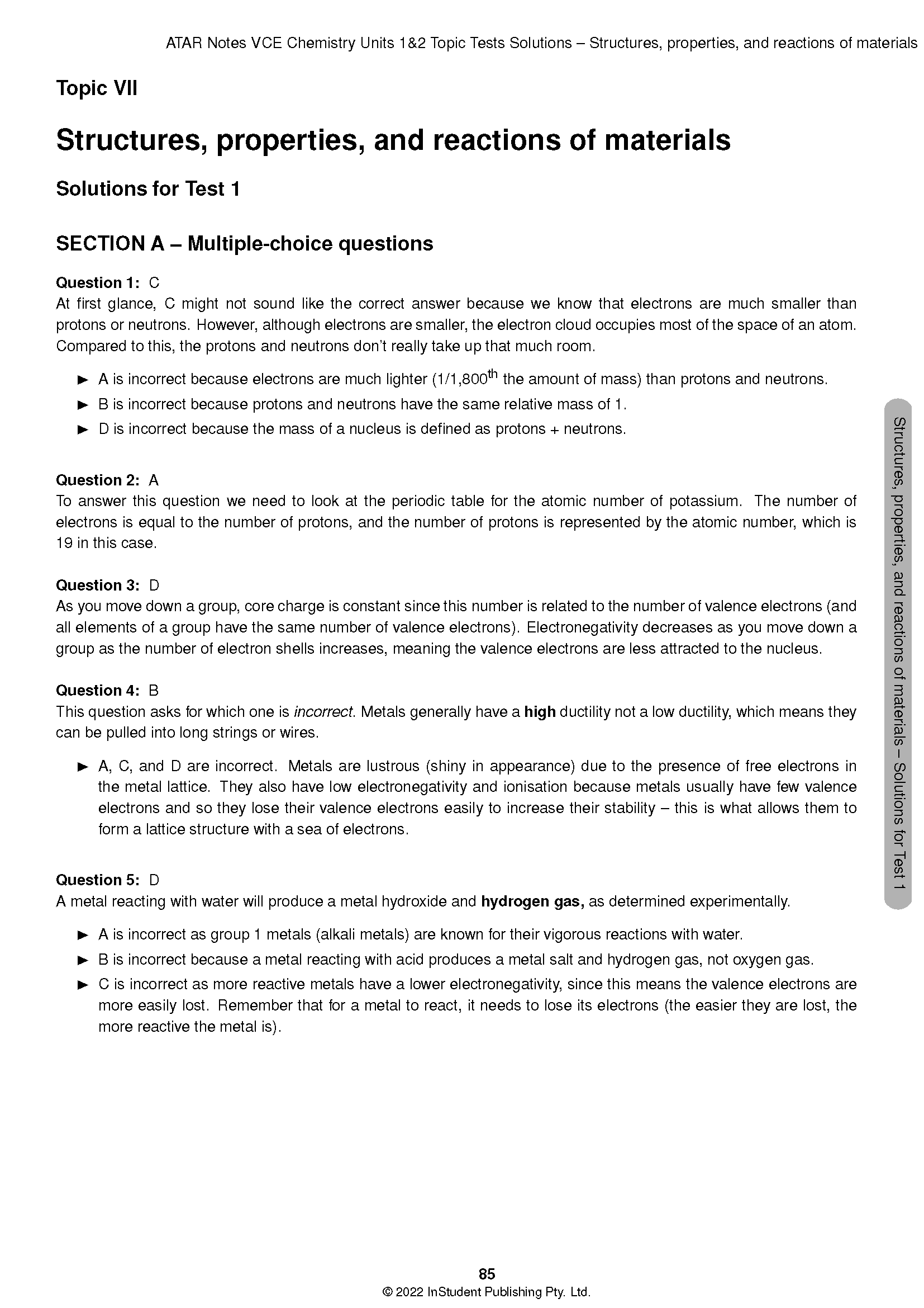 ATAR Notes VCE Chemistry 1&2 Topic Tests (2024-2026) - Image 8