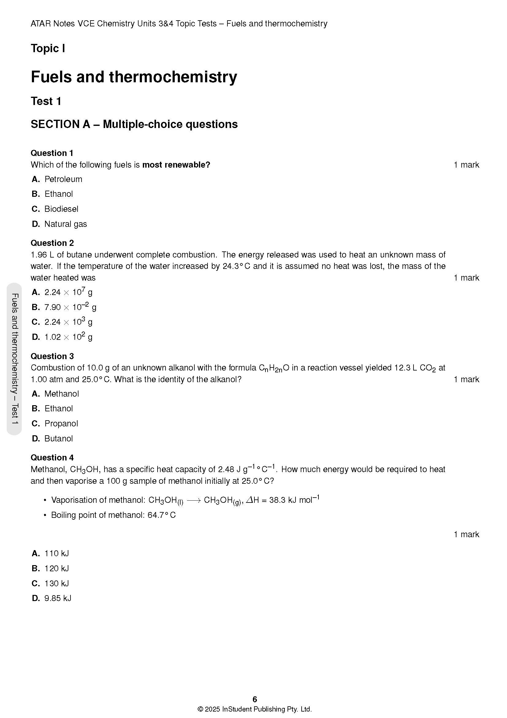 ATAR Notes VCE Chemistry 3&4 Topic Tests (2025-2027) - Image 5
