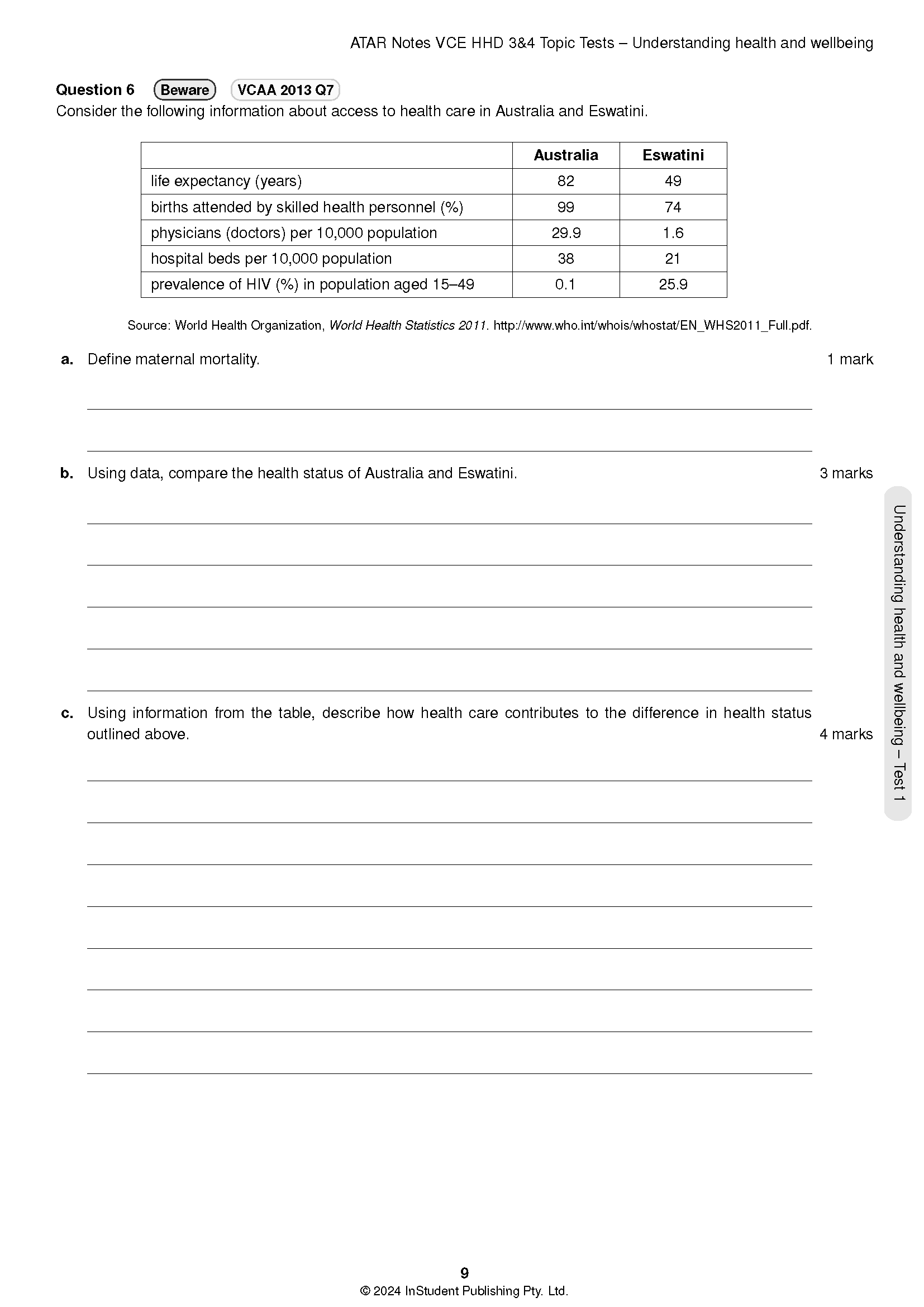 ATAR Notes VCE Health and Human Development (HHD) 3&4 Topic Tests (2025-2027) - Image 8