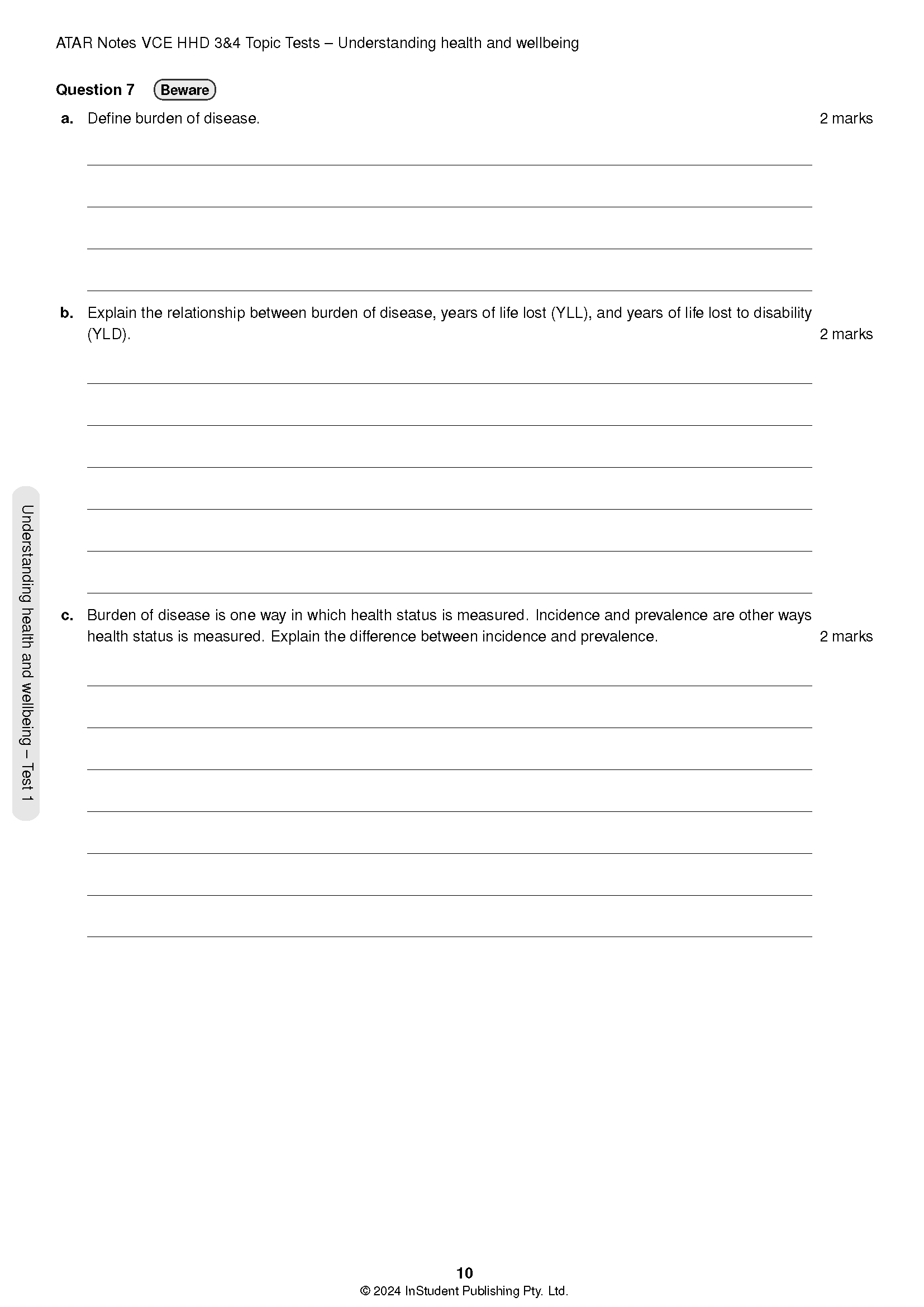 ATAR Notes VCE Health and Human Development (HHD) 3&4 Topic Tests (2025-2027) - Image 9