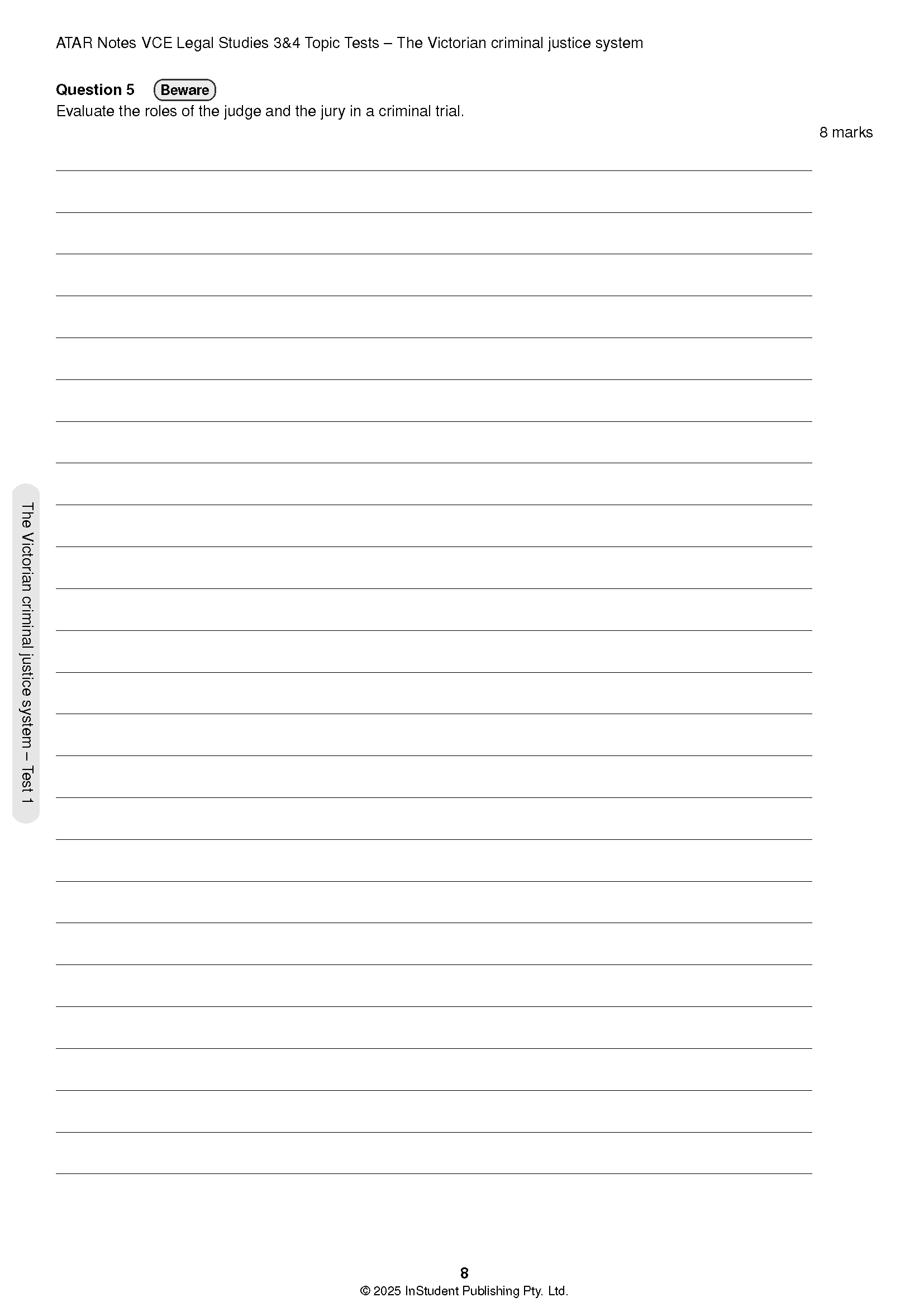 ATAR Notes VCE Legal Studies Units 3&4 Topic Tests (2026-2028) - Image 7