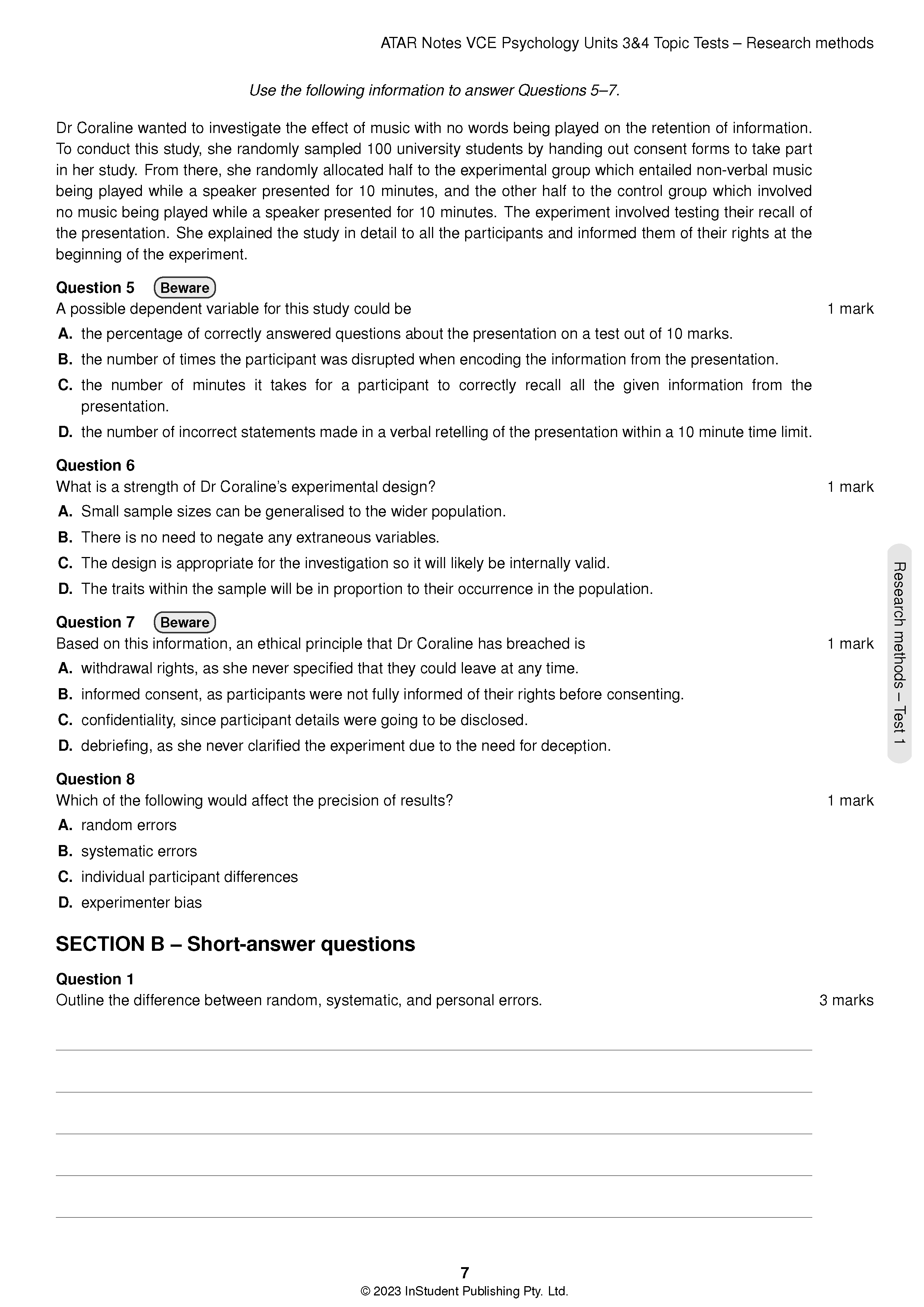 ATAR Notes VCE Psychology 3&4 Topic Tests (2024-2026) - Image 4