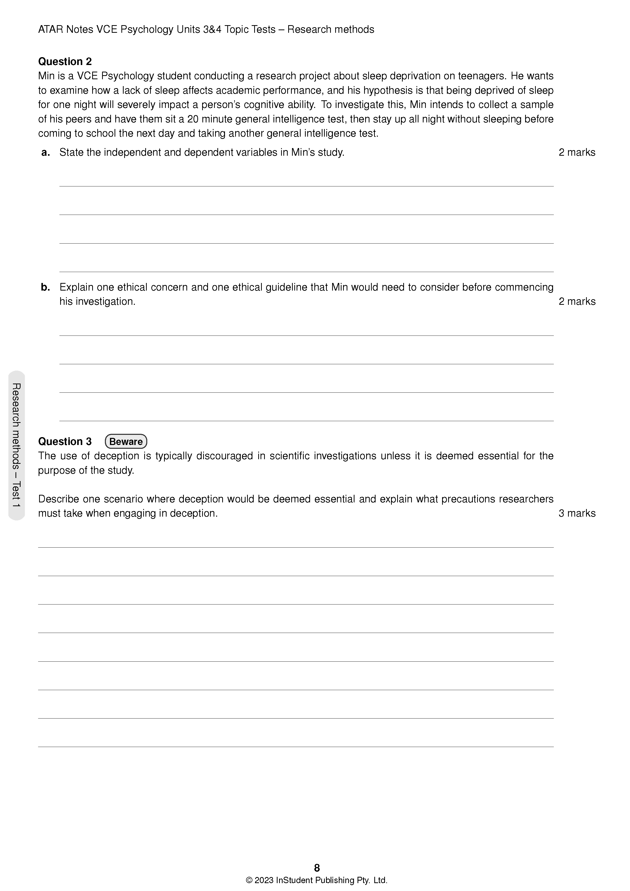 ATAR Notes VCE Psychology 3&4 Topic Tests (2024-2026) - Image 5