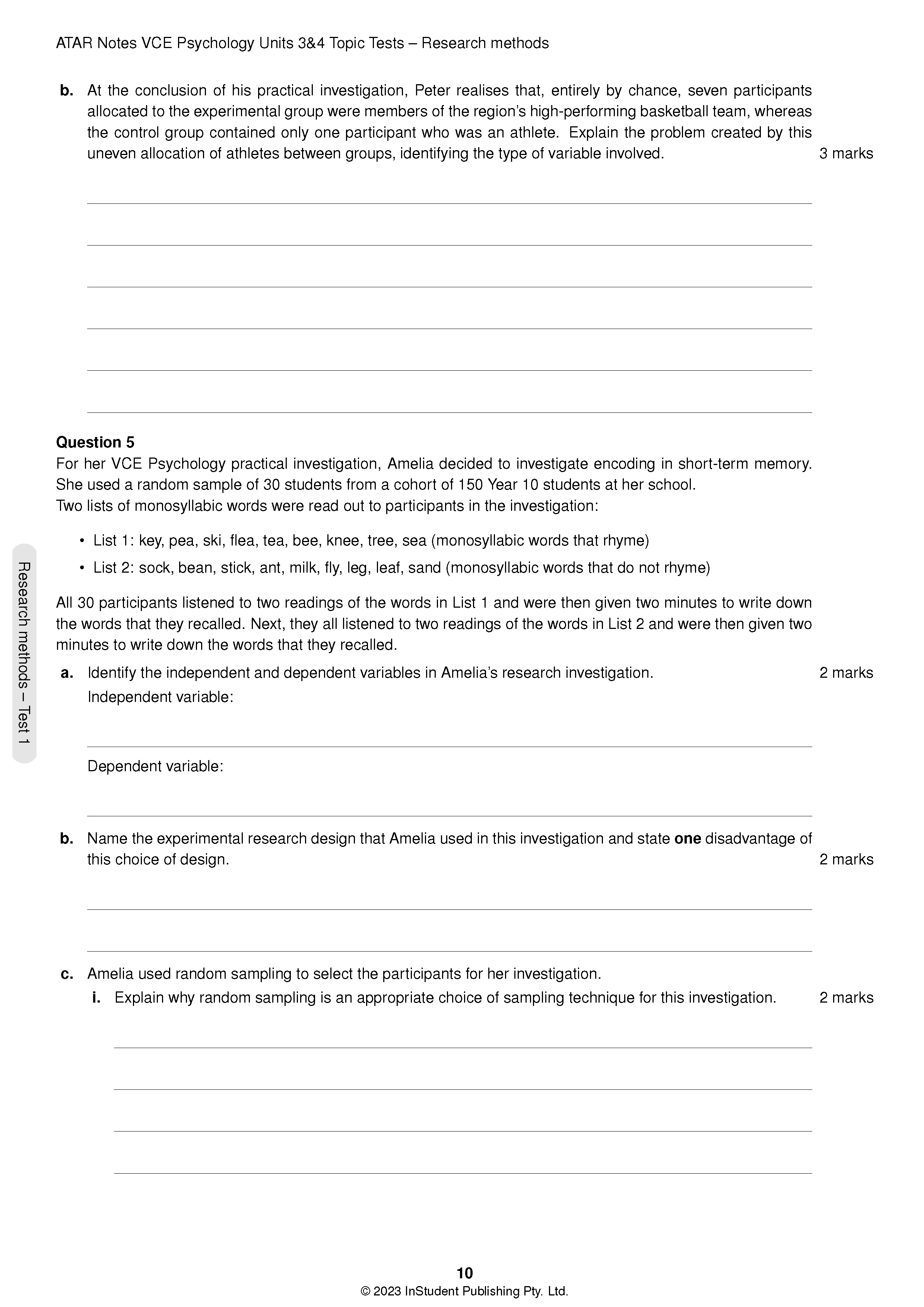 ATAR Notes VCE Psychology 3&4 Topic Tests (2024-2026) - Image 7