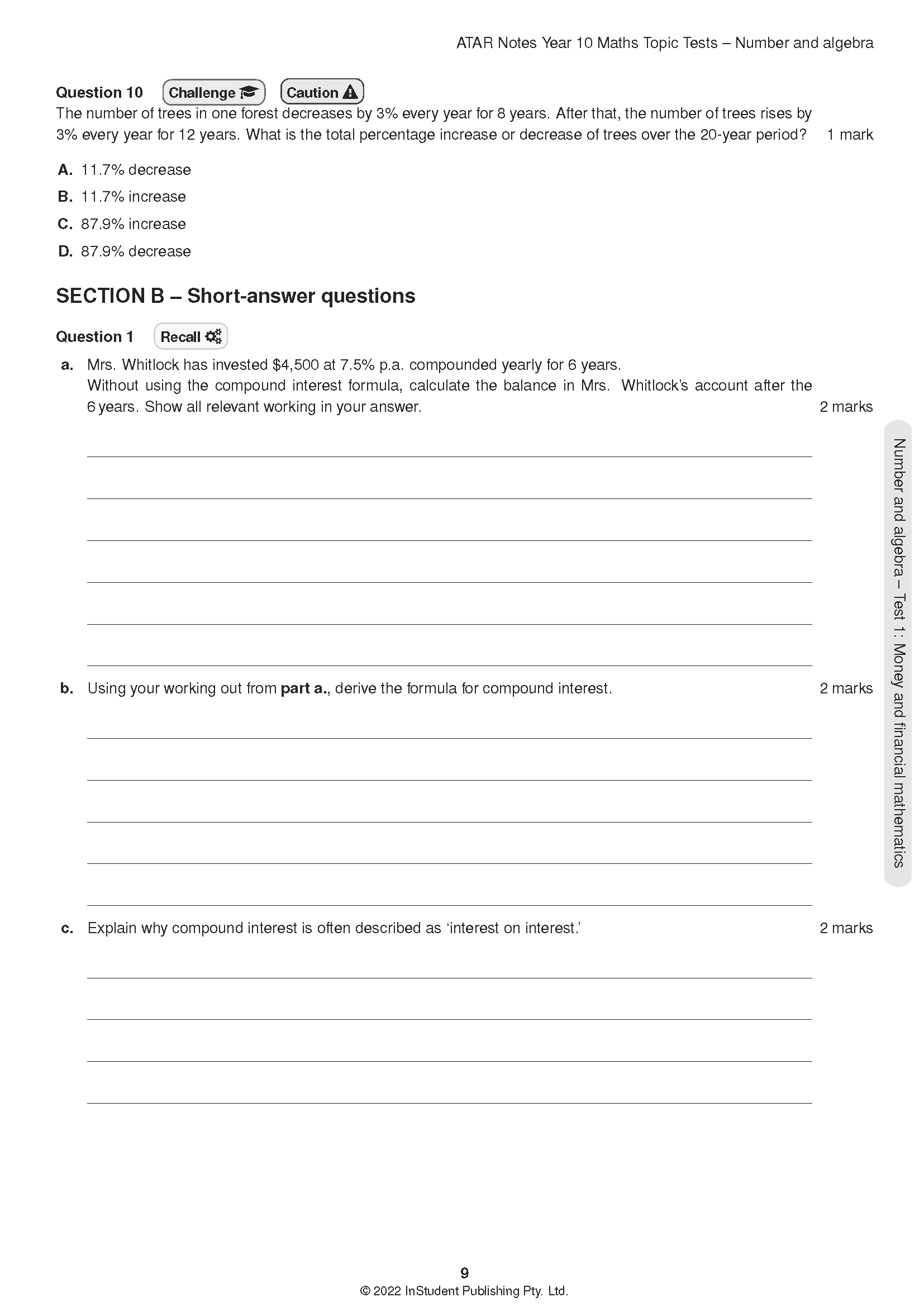ATAR Notes Year 10 Maths Topic Tests (2024-2026) - Image 6
