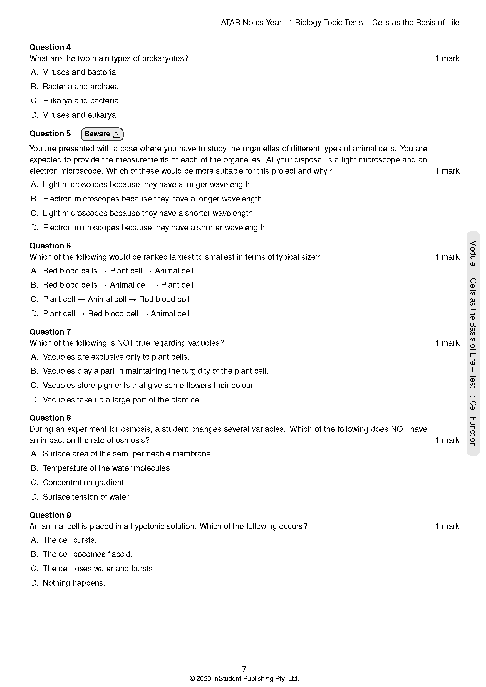 ATAR Notes HSC Year 11 Biology Topic Tests (2024-2026) - Image 4