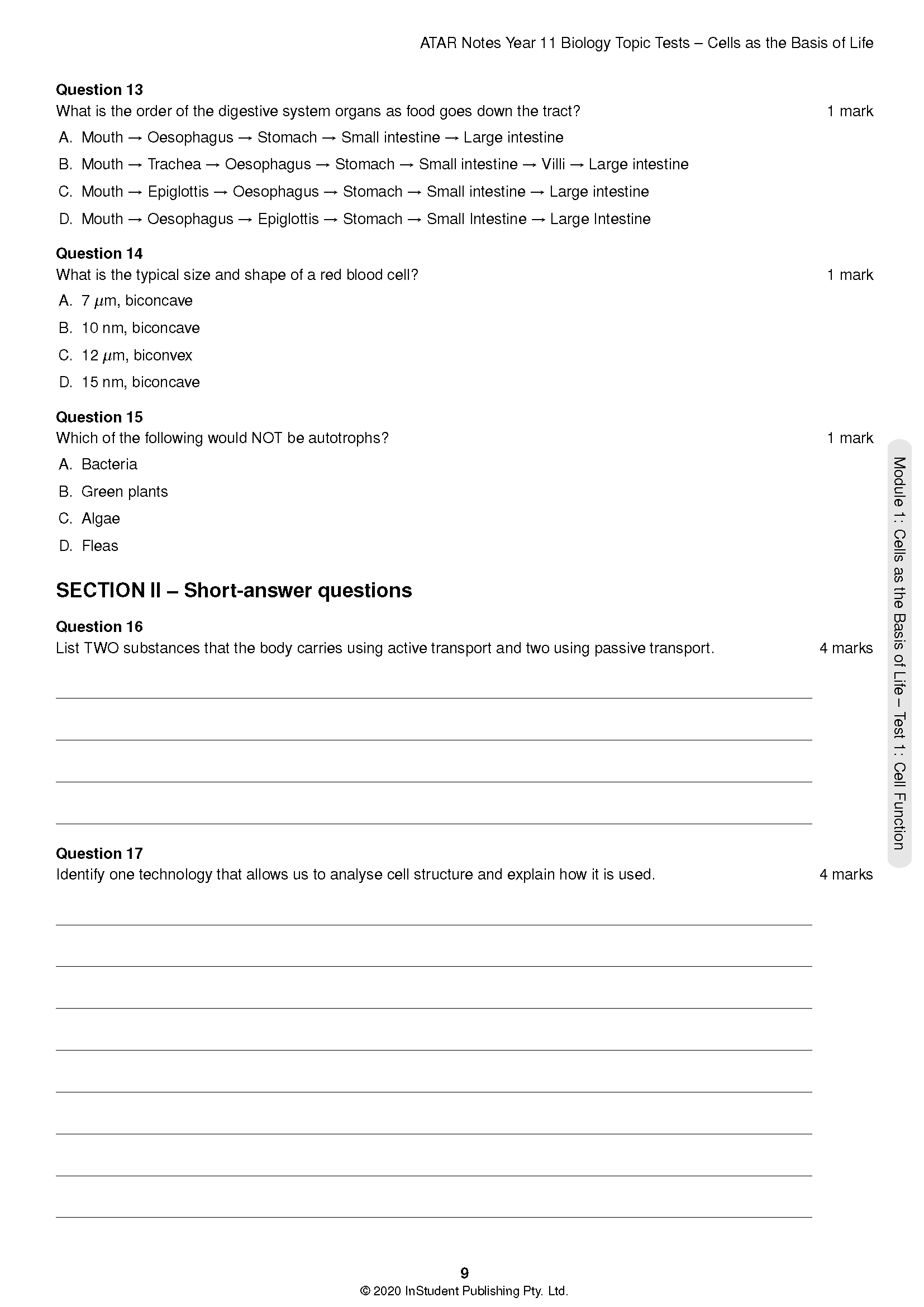 ATAR Notes HSC Year 11 Biology Topic Tests (2024-2026) - Image 6
