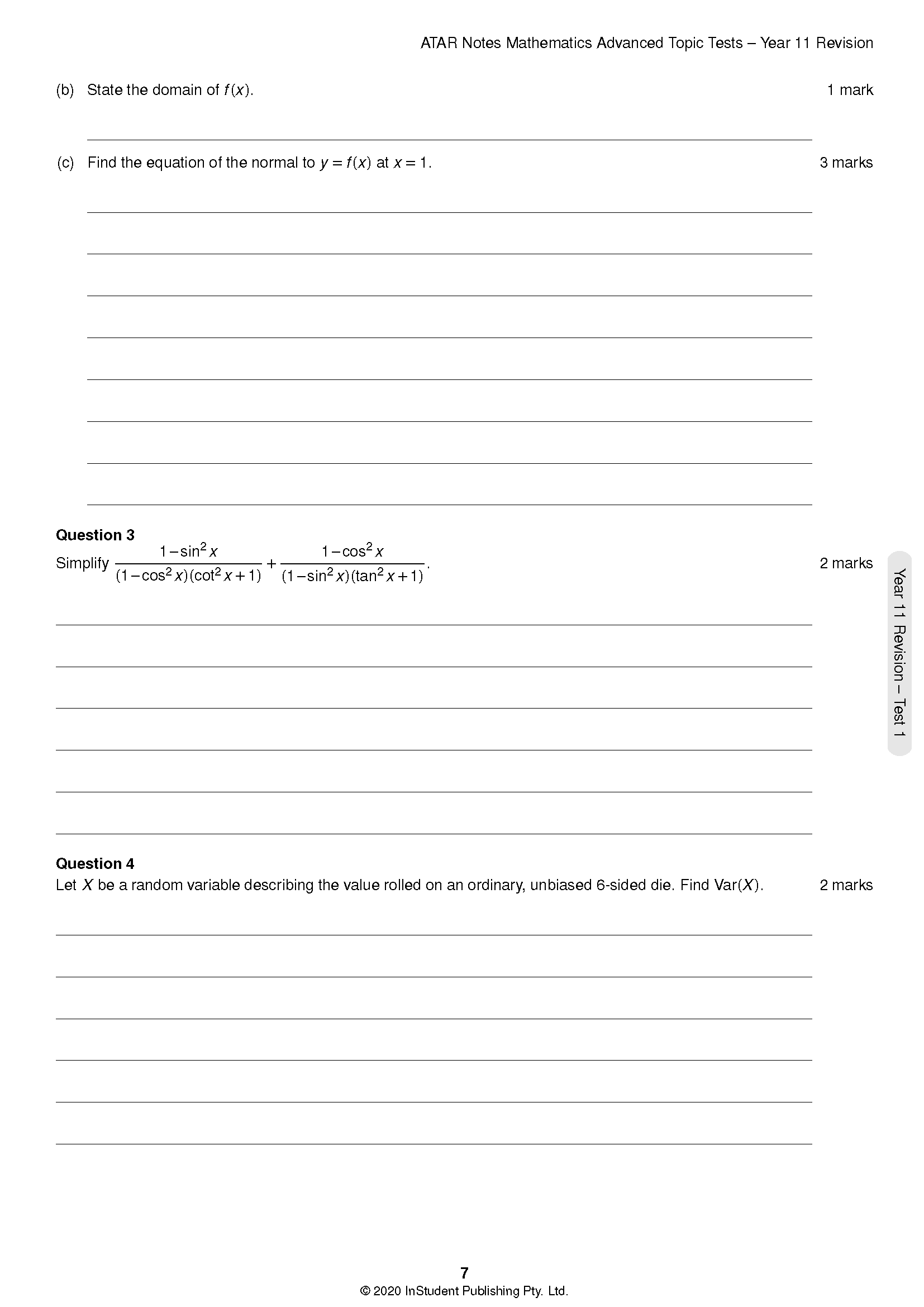 ATAR Notes HSC Year 12 Mathematics Advanced Topic Tests (2024-2026) - Image 6