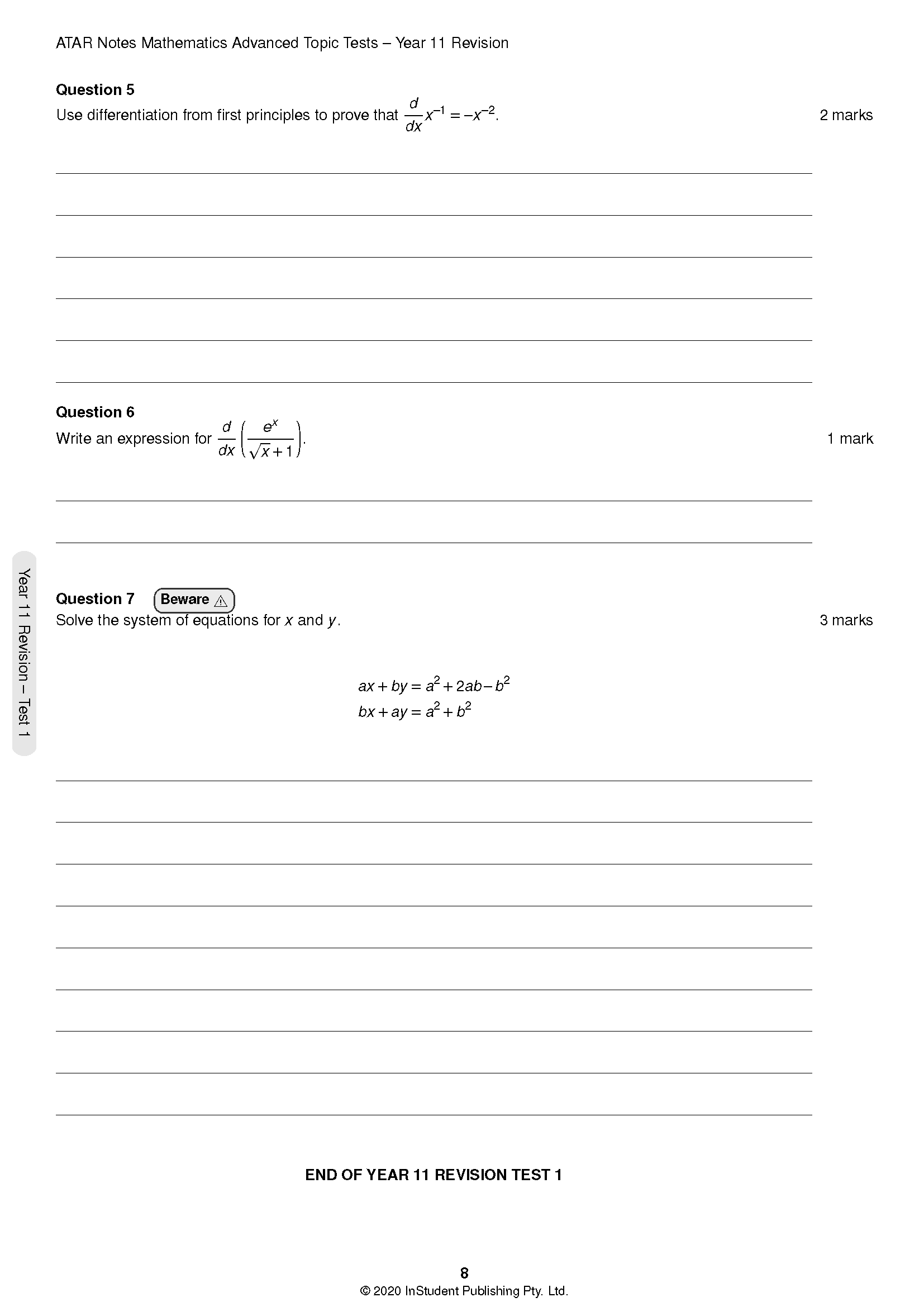 ATAR Notes HSC Year 12 Mathematics Advanced Topic Tests (2024-2026) - Image 7