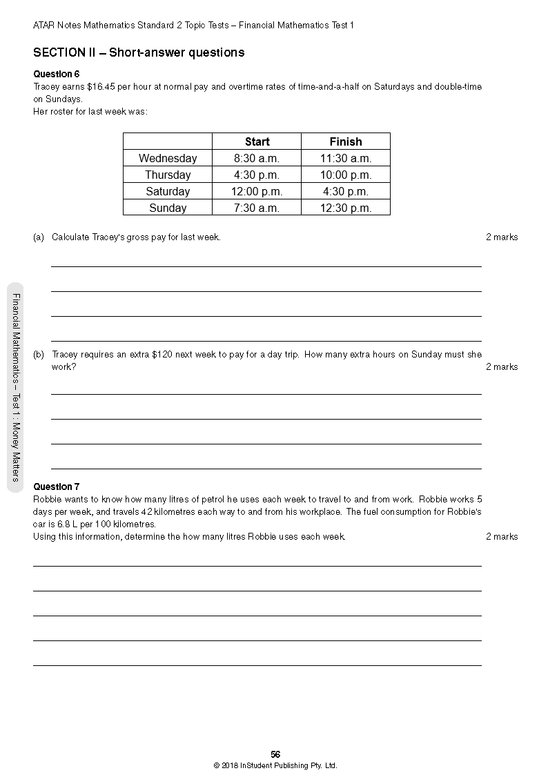 ATAR Notes HSC Year 12 Mathematics Standard 2 Topic Tests (2024-2026) - Image 4