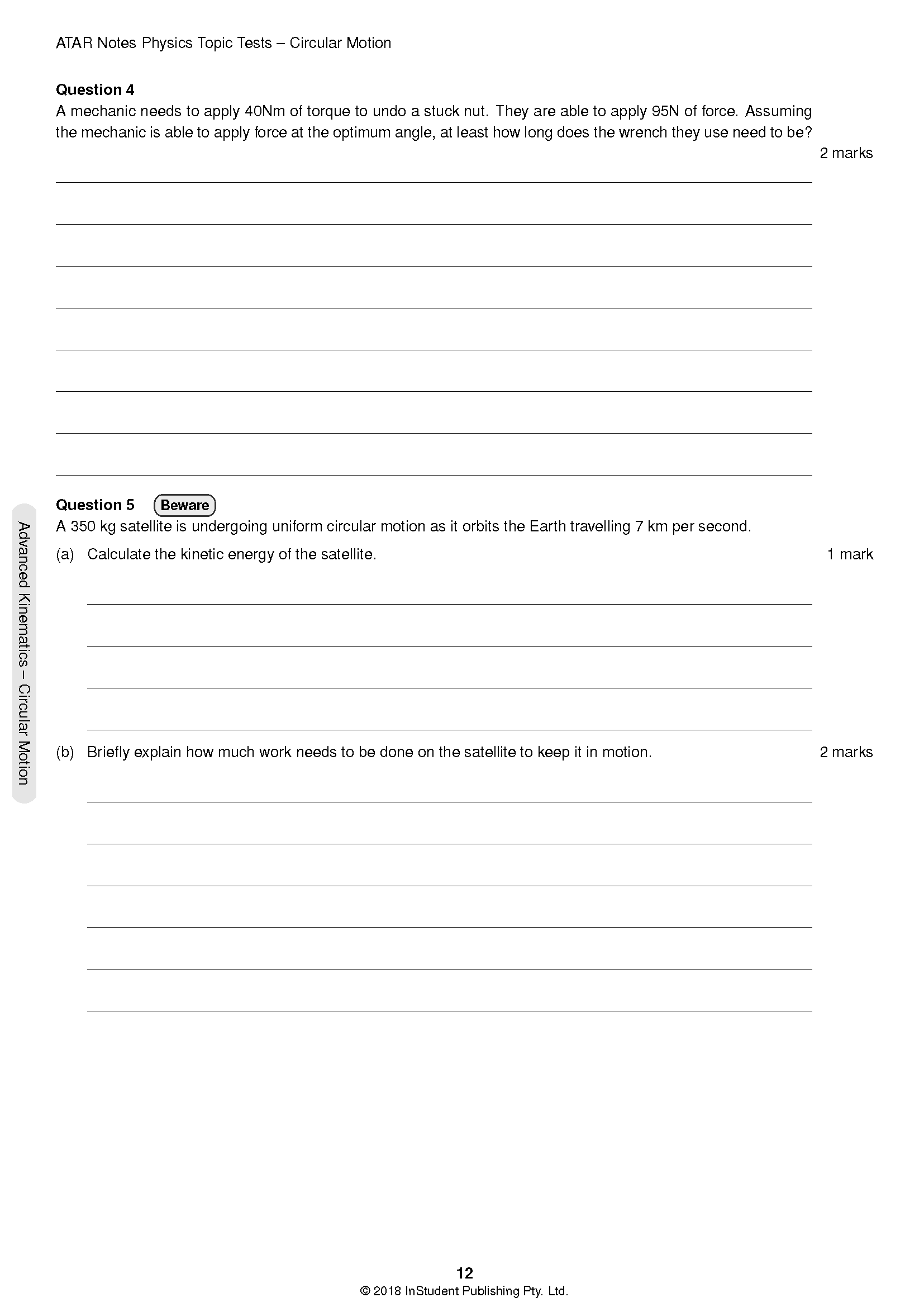 ATAR Notes HSC Year 12 Physics Topic Tests (2024-2026) - Image 4