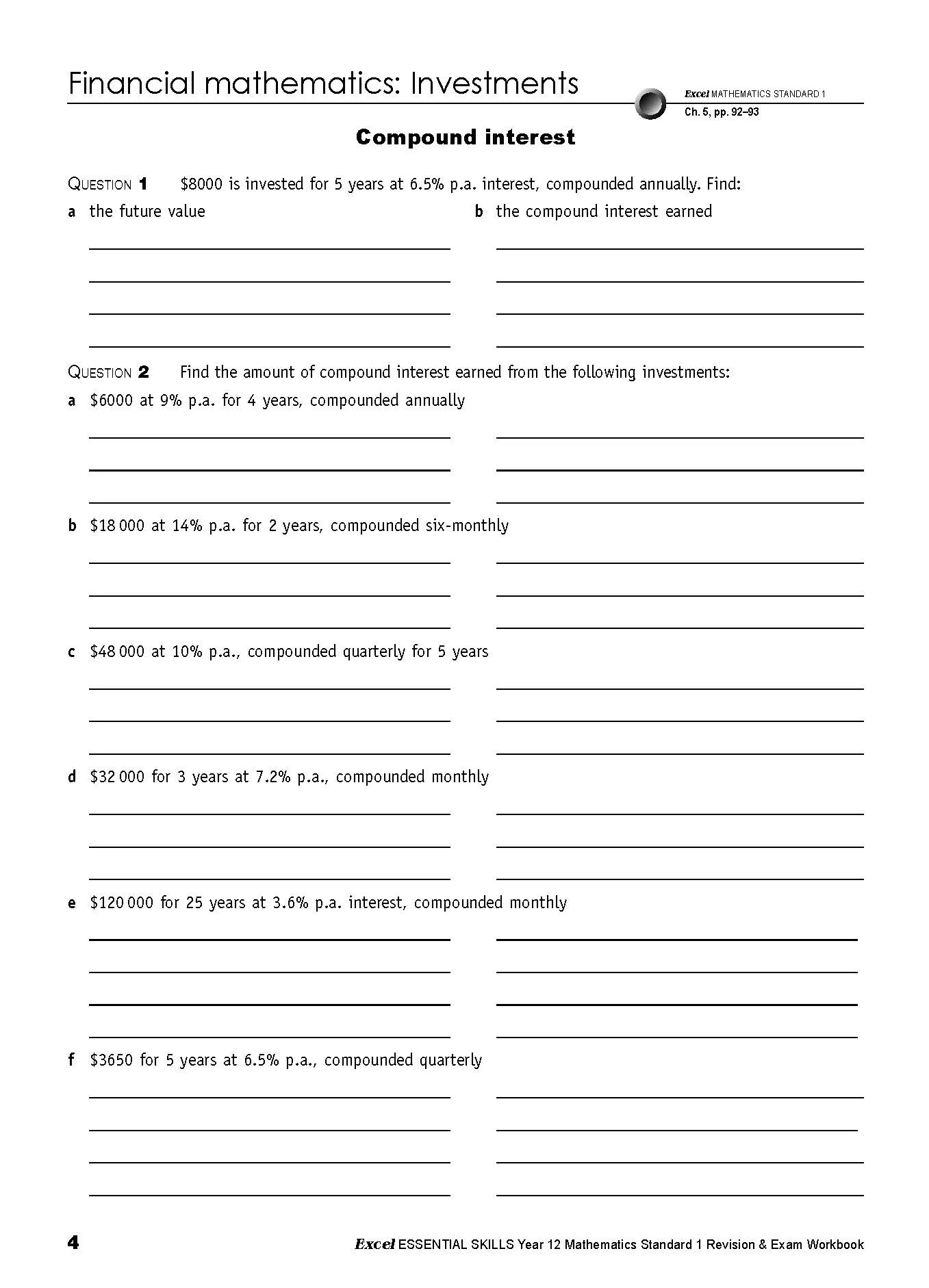 Excel Essential Skills HSC Year 12 Mathematics Standard 1 Revision & Exam Workbook - Image 7