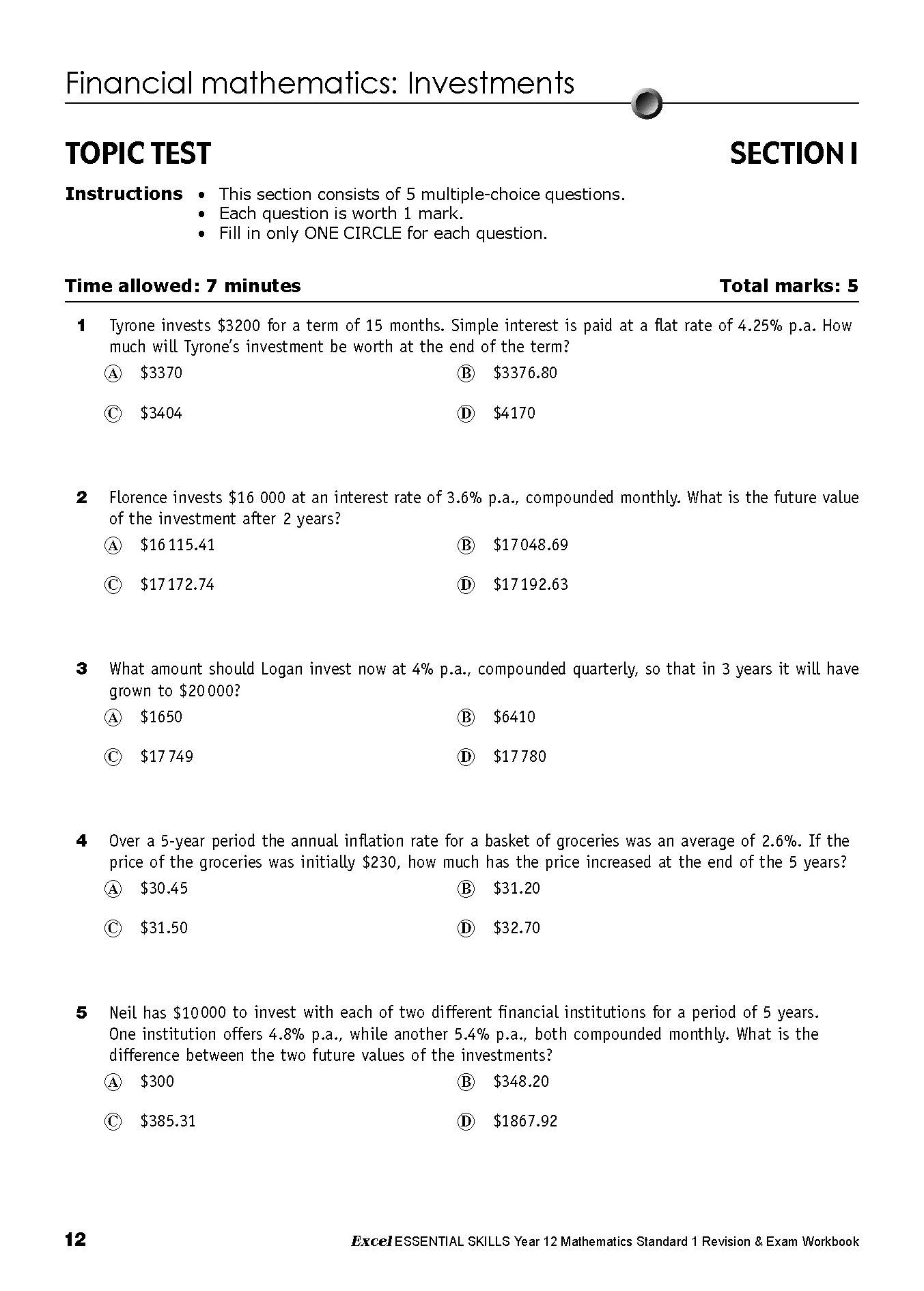 Excel Essential Skills HSC Year 12 Mathematics Standard 1 Revision & Exam Workbook - Image 9