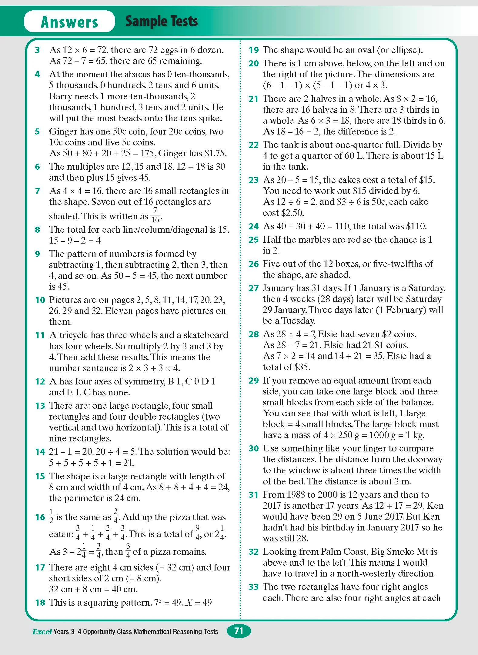 Excel Opportunity Class Mathematical Reasoning Tests Years 3-4 - Image 14