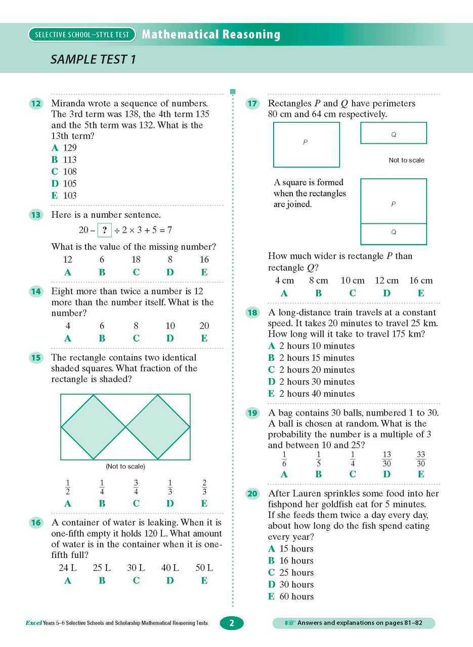 Excel Selective Schools and Scholarship Mathematical Reasoning Tests Years 5-6 - Image 4