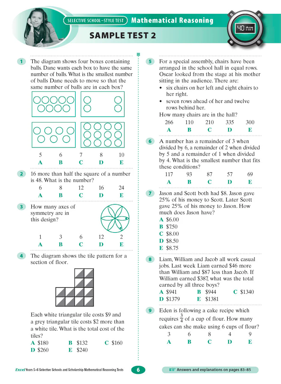 Excel Selective Schools and Scholarship Mathematical Reasoning Tests Years 5-6 - Image 8