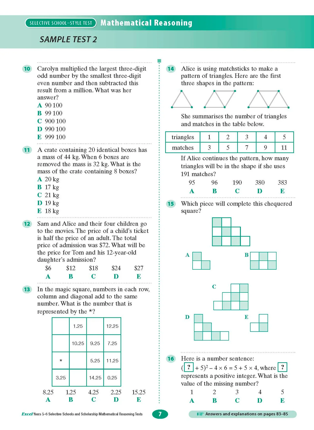 Excel Selective Schools and Scholarship Mathematical Reasoning Tests Years 5-6 - Image 9