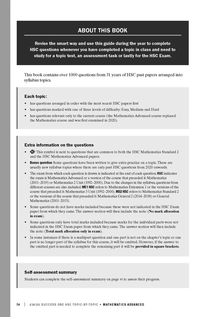 Excel Success One HSC Year 12 Mathematics Advanced (2023 Edition) - Image 3