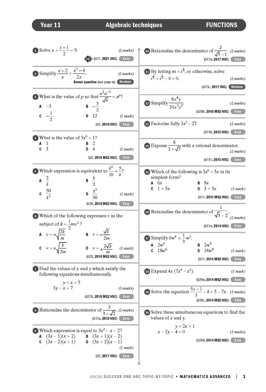 Excel Success One HSC Year 12 Mathematics Advanced (2023 Edition) - Image 5