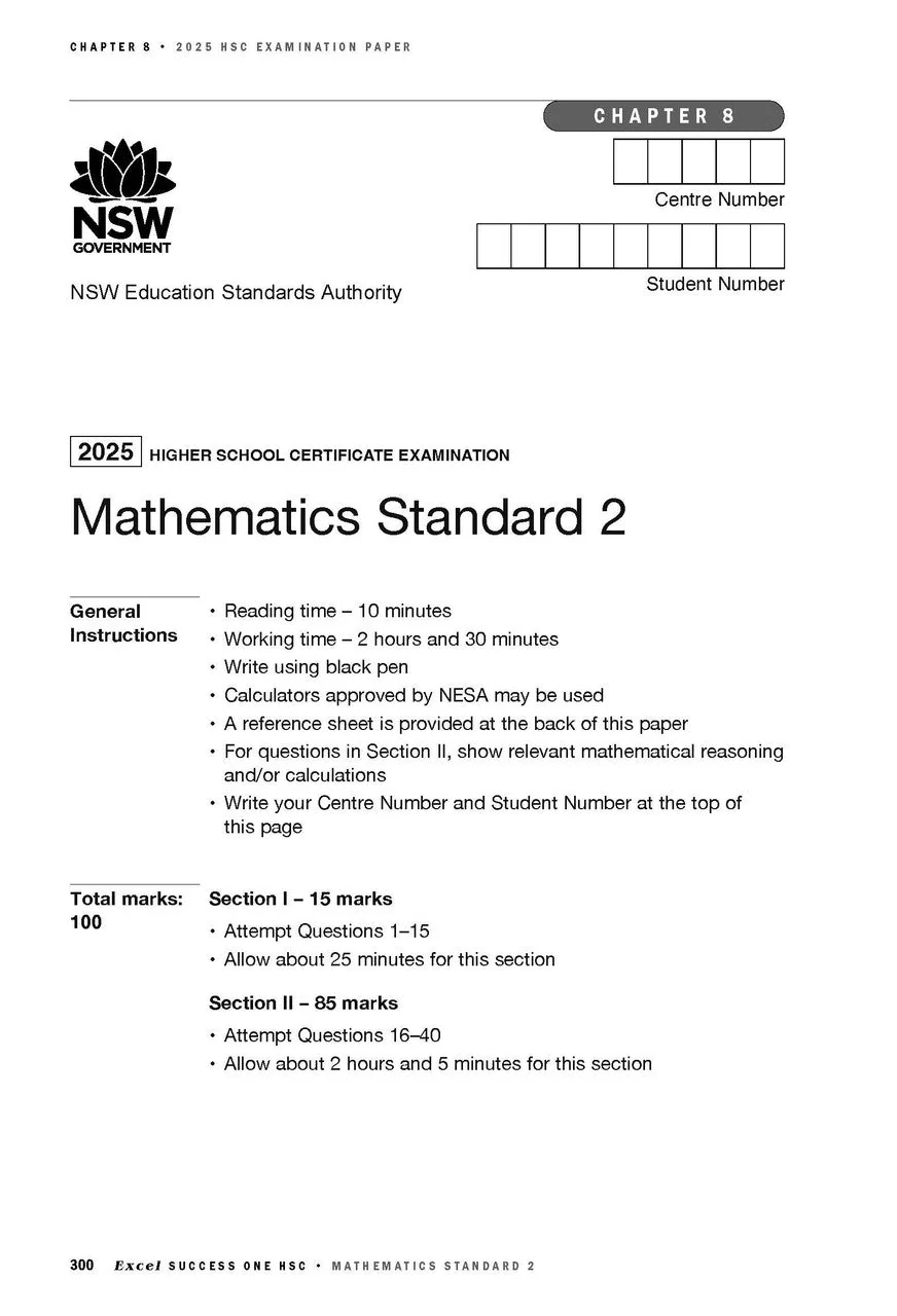 Excel Success One HSC Year 12 Mathematics Standard 2 (2026 Edition) - Image 3