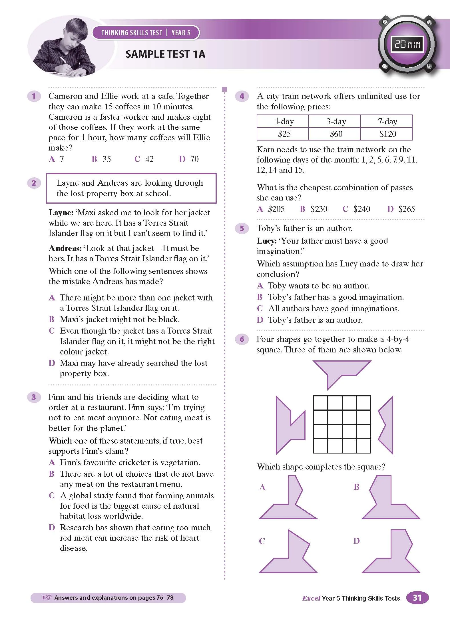 Excel Test Skills - Thinking Skills Tests Year 5 - Image 7