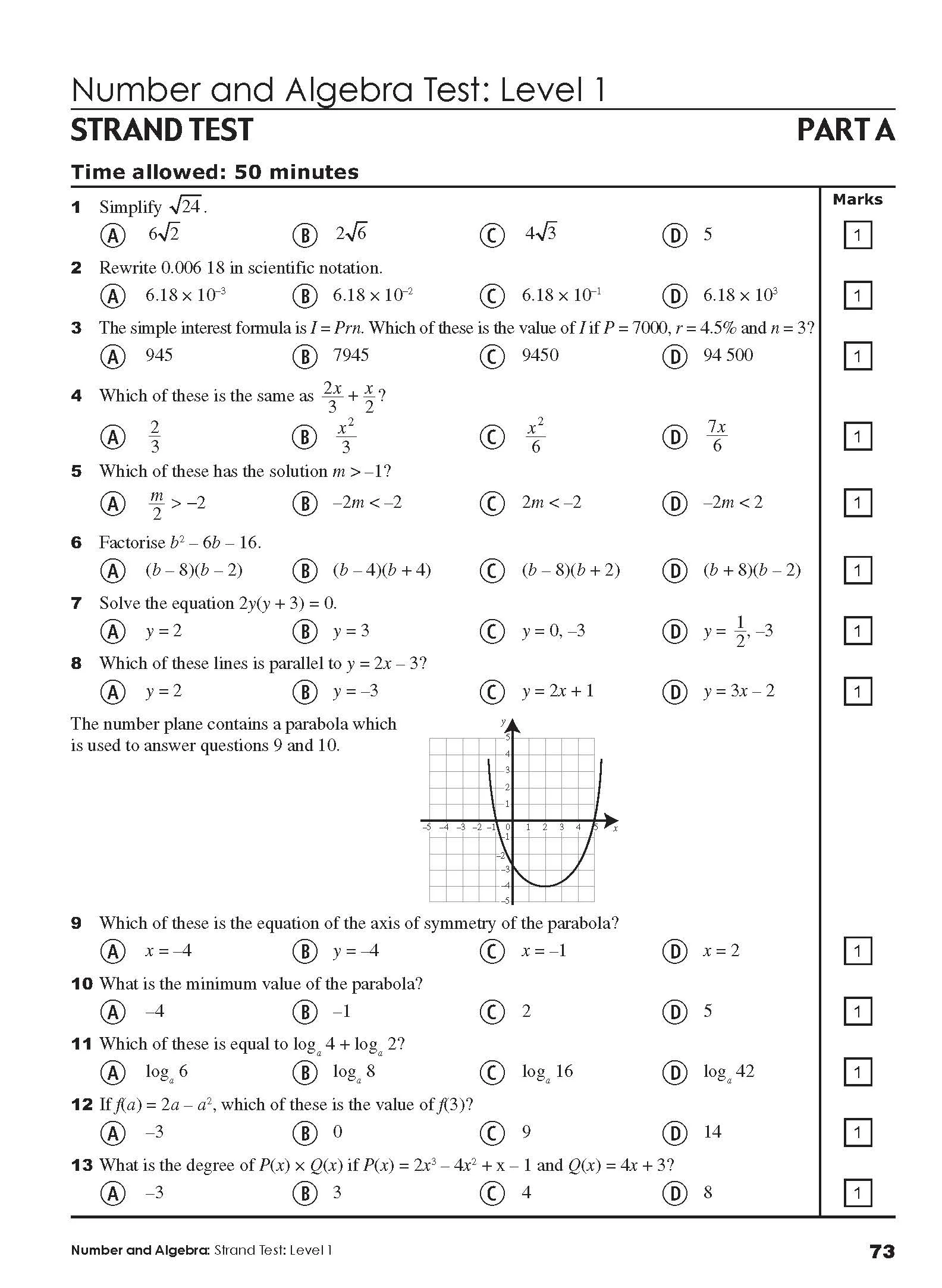 Excel Tests - Mathematics Practice Tests Year 10 - Image 12