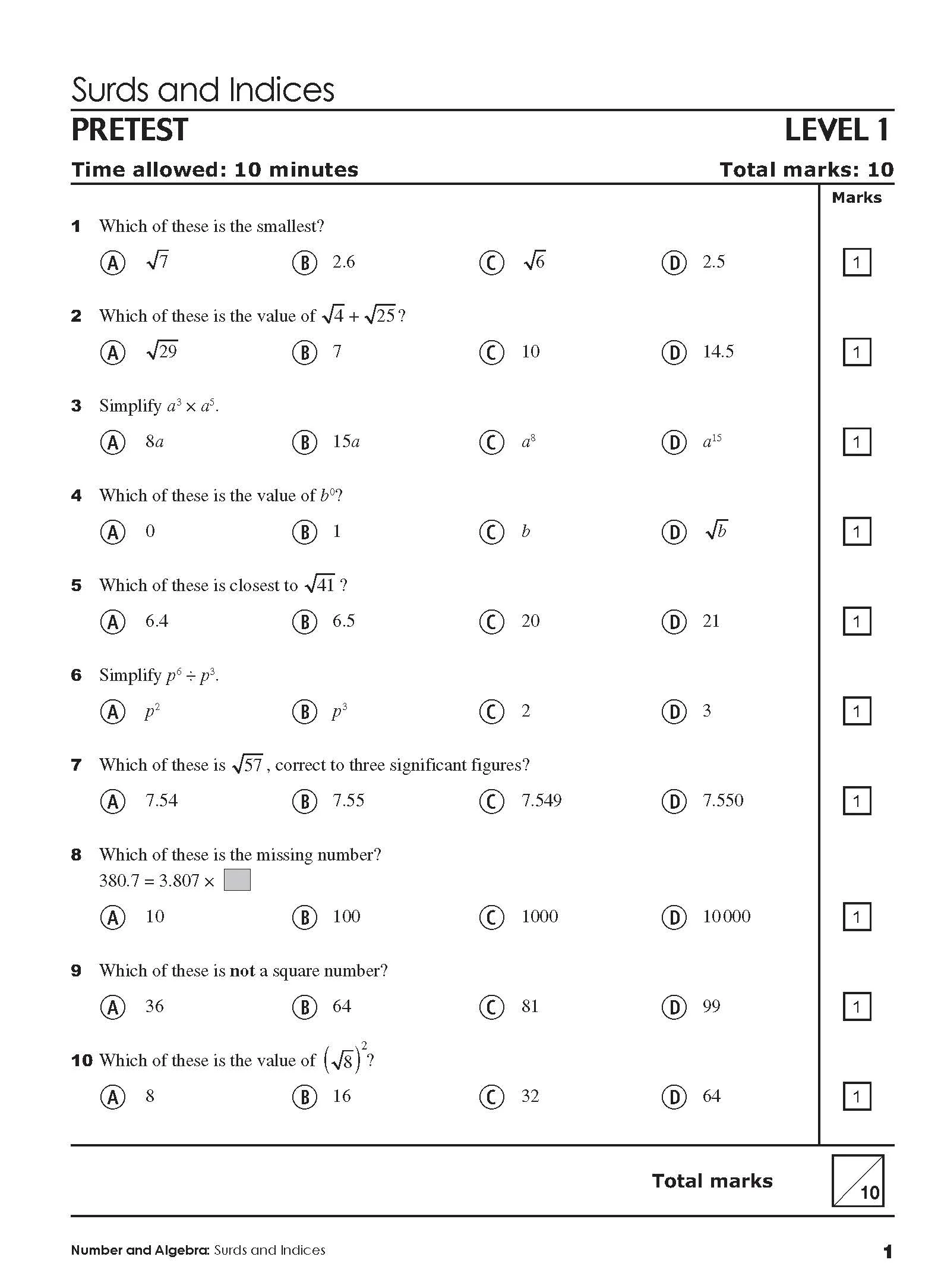 Excel Tests - Mathematics Practice Tests Year 10 - Image 4
