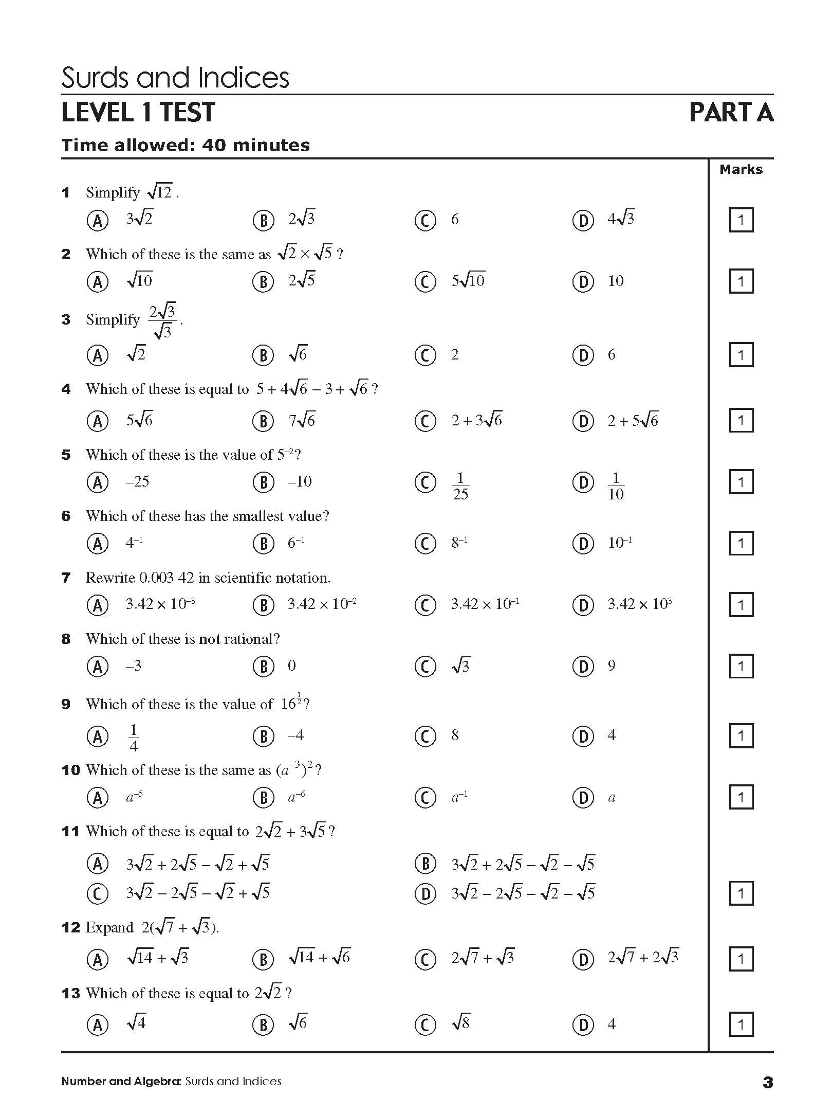 Excel Tests - Mathematics Practice Tests Year 10 - Image 6