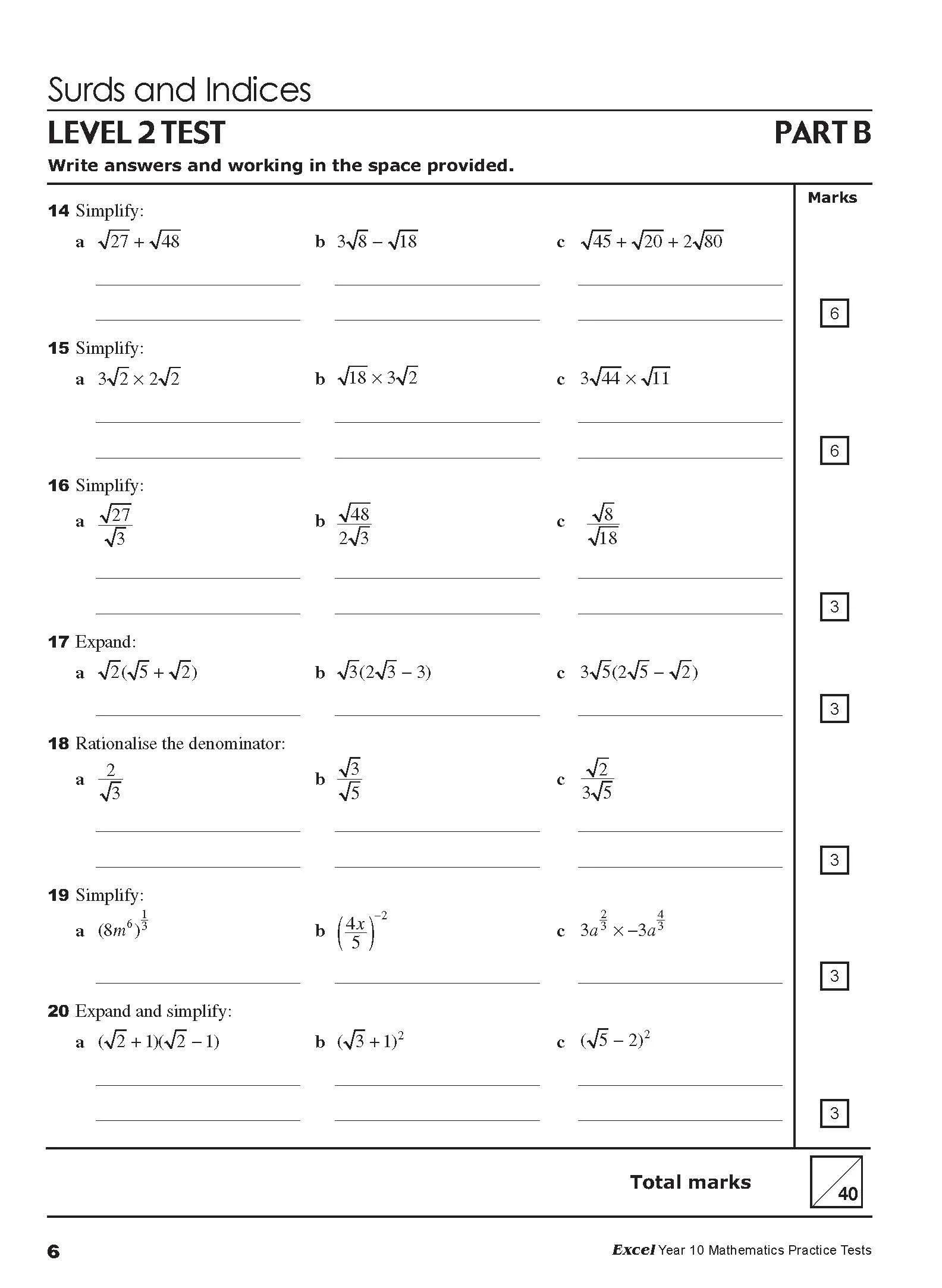 Excel Tests - Mathematics Practice Tests Year 10 - Image 9
