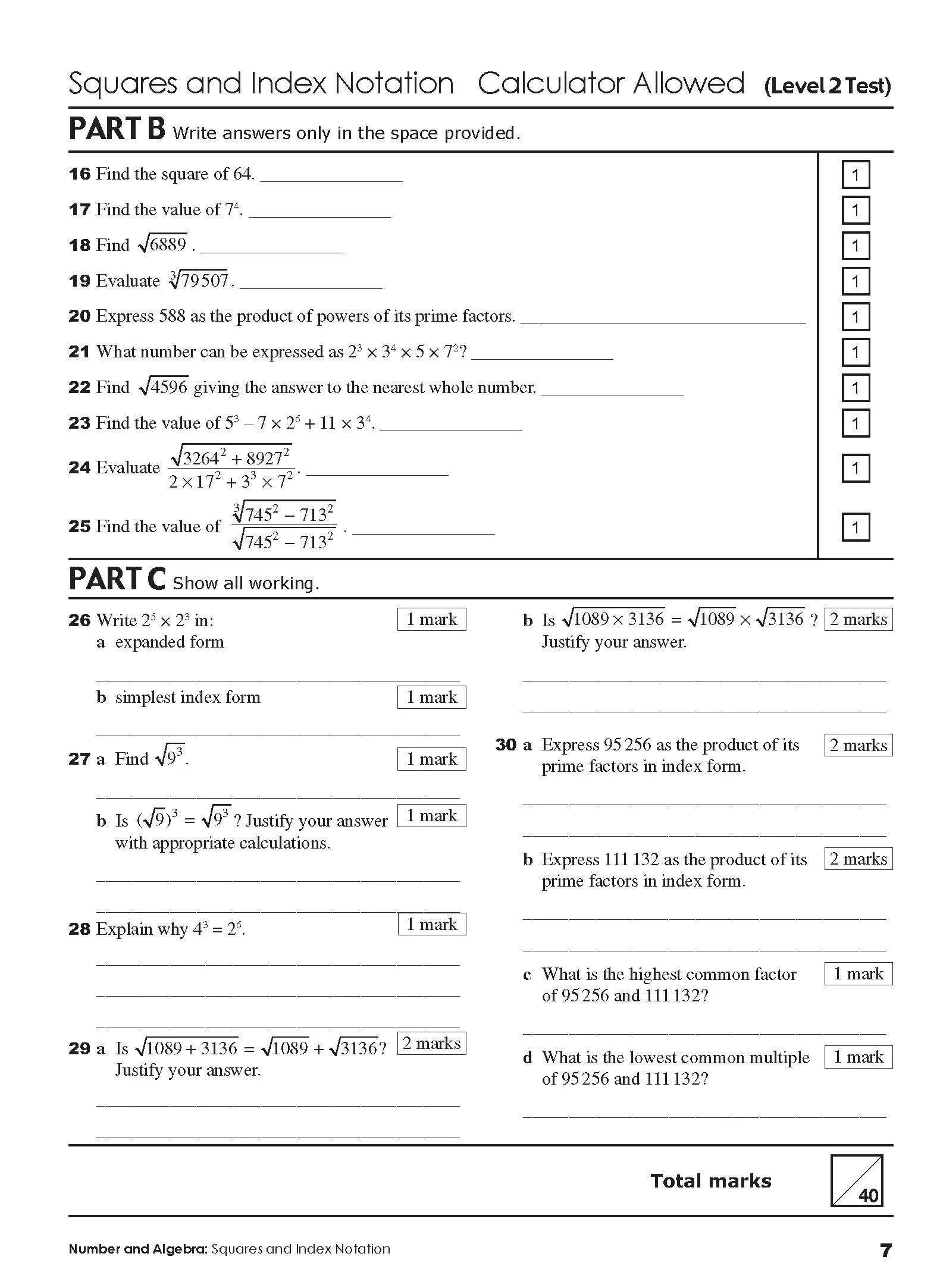 Excel Tests - Mathematics Practice Tests Year 7 - Image 11