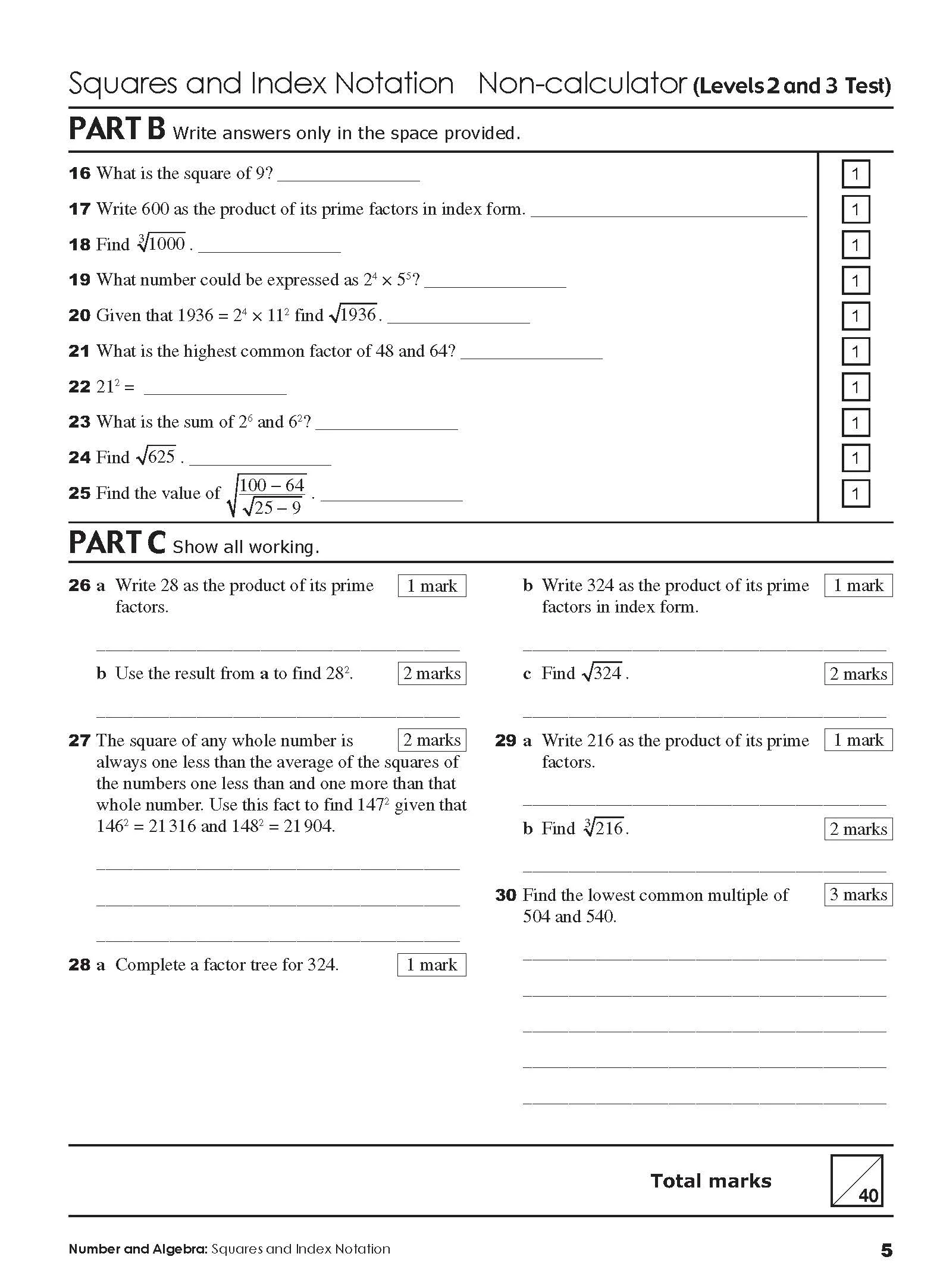 Excel Tests - Mathematics Practice Tests Year 7 - Image 9