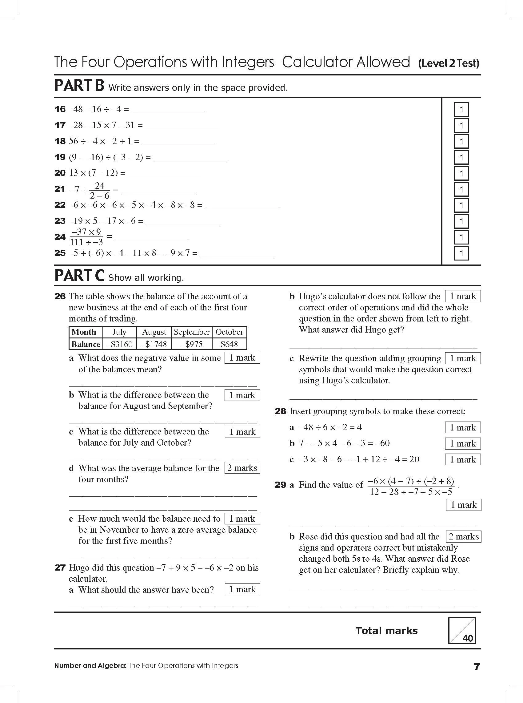 Excel Tests - Mathematics Practice Tests Year 8 - Image 11