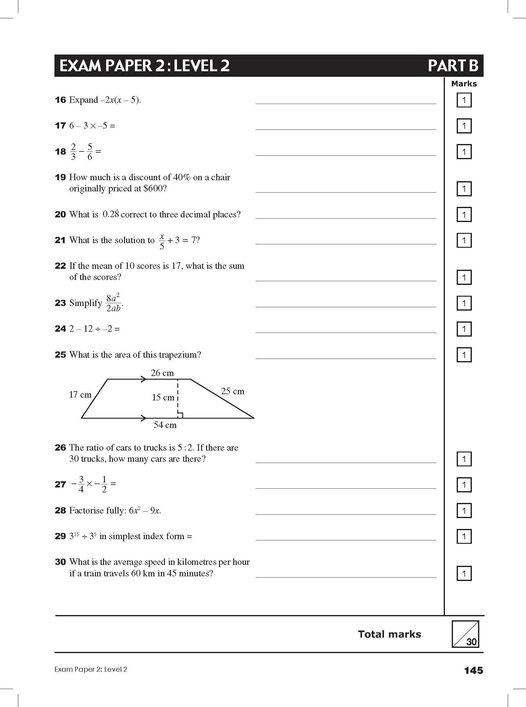 Excel Tests - Mathematics Practice Tests Year 8 - Image 12