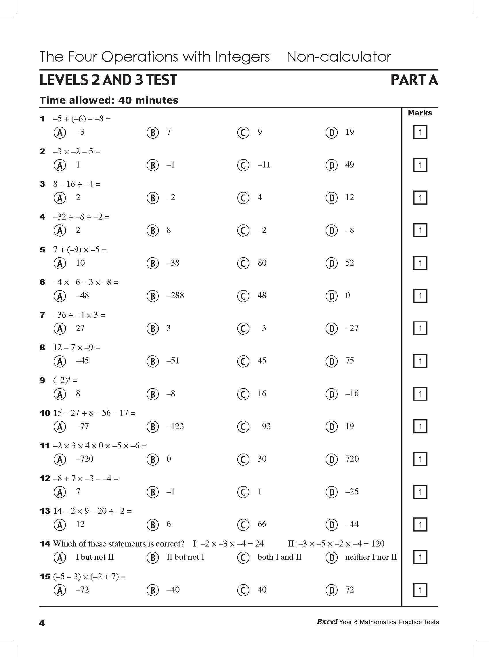 Excel Tests - Mathematics Practice Tests Year 8 - Image 8