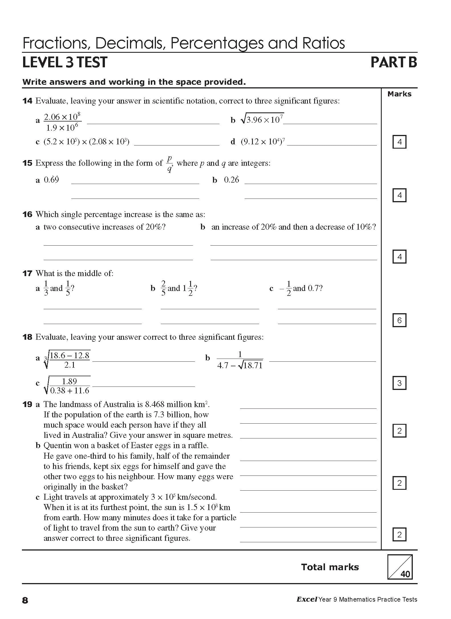 Excel Tests - Mathematics Practice Tests Year 9 - Image 11