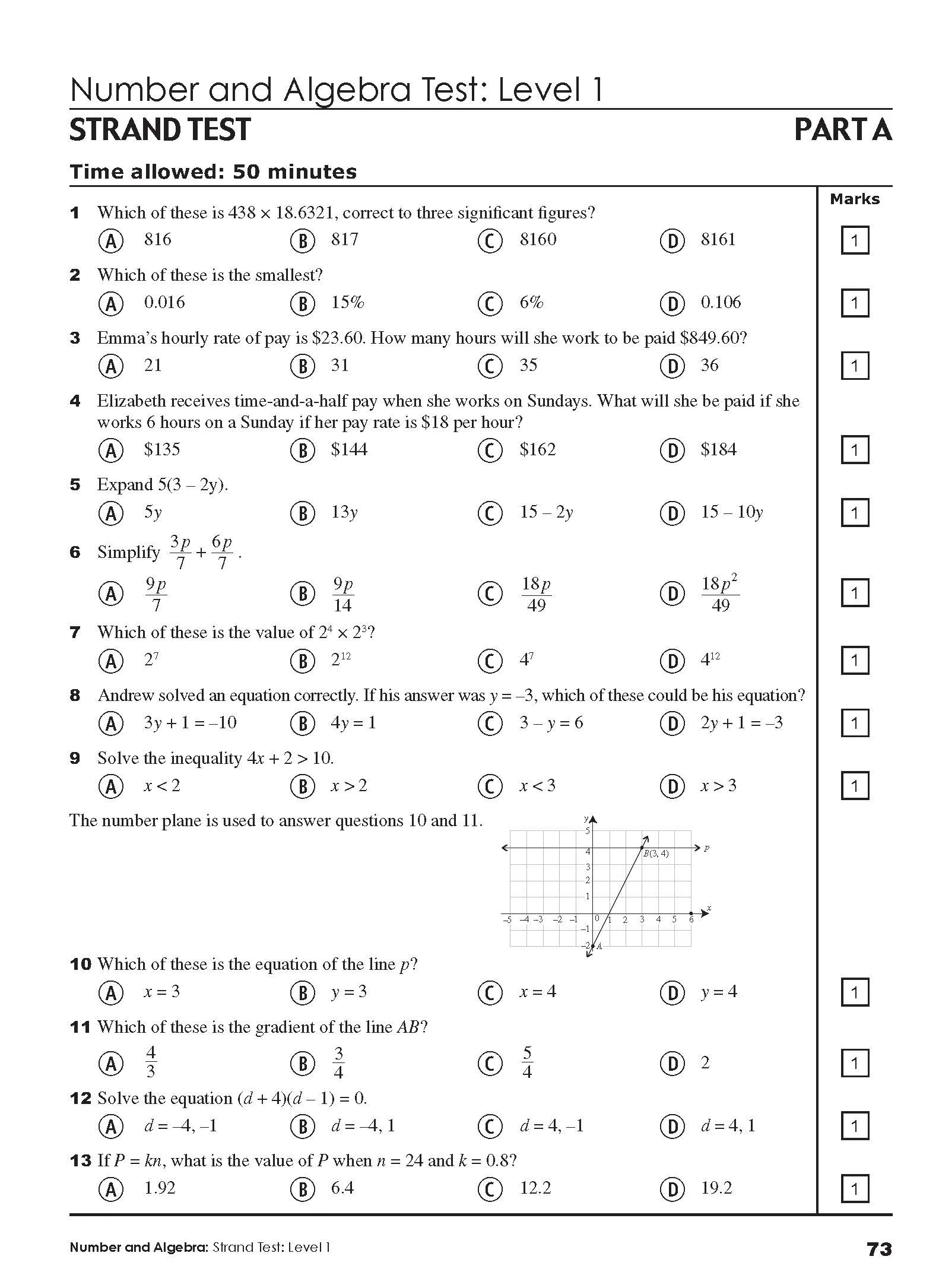 Excel Tests - Mathematics Practice Tests Year 9 - Image 12