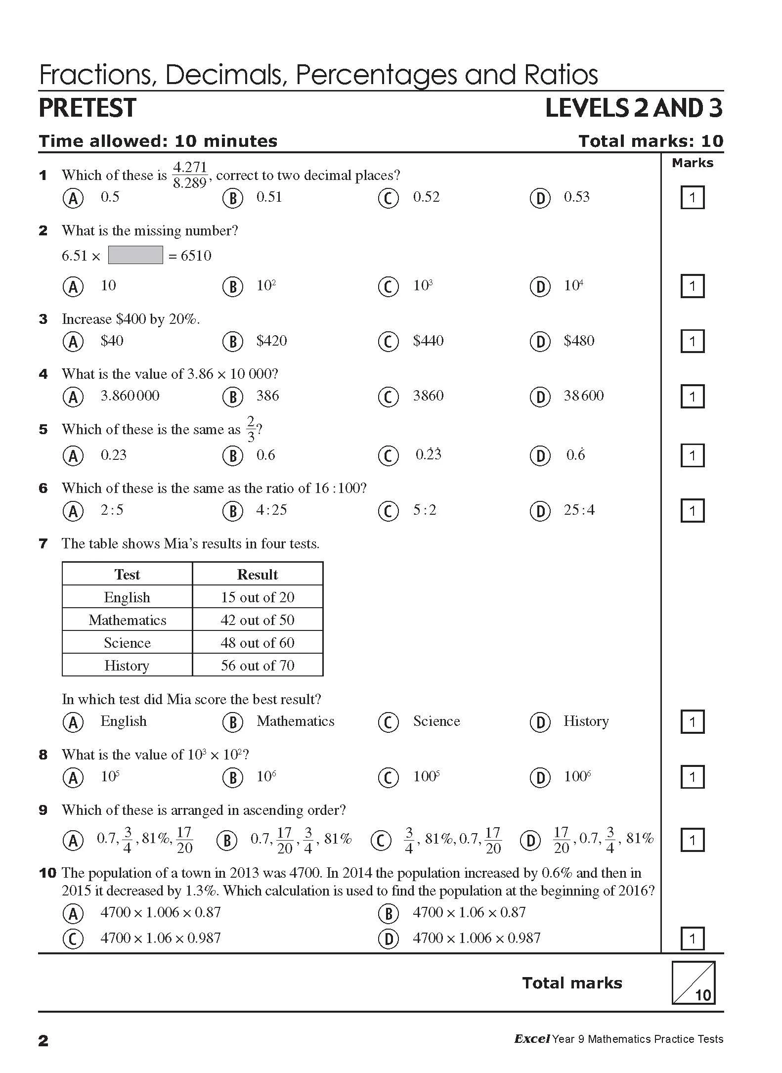 Excel Tests - Mathematics Practice Tests Year 9 - Image 5