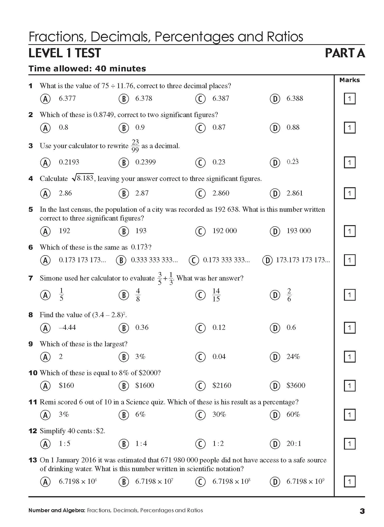 Excel Tests - Mathematics Practice Tests Year 9 - Image 6